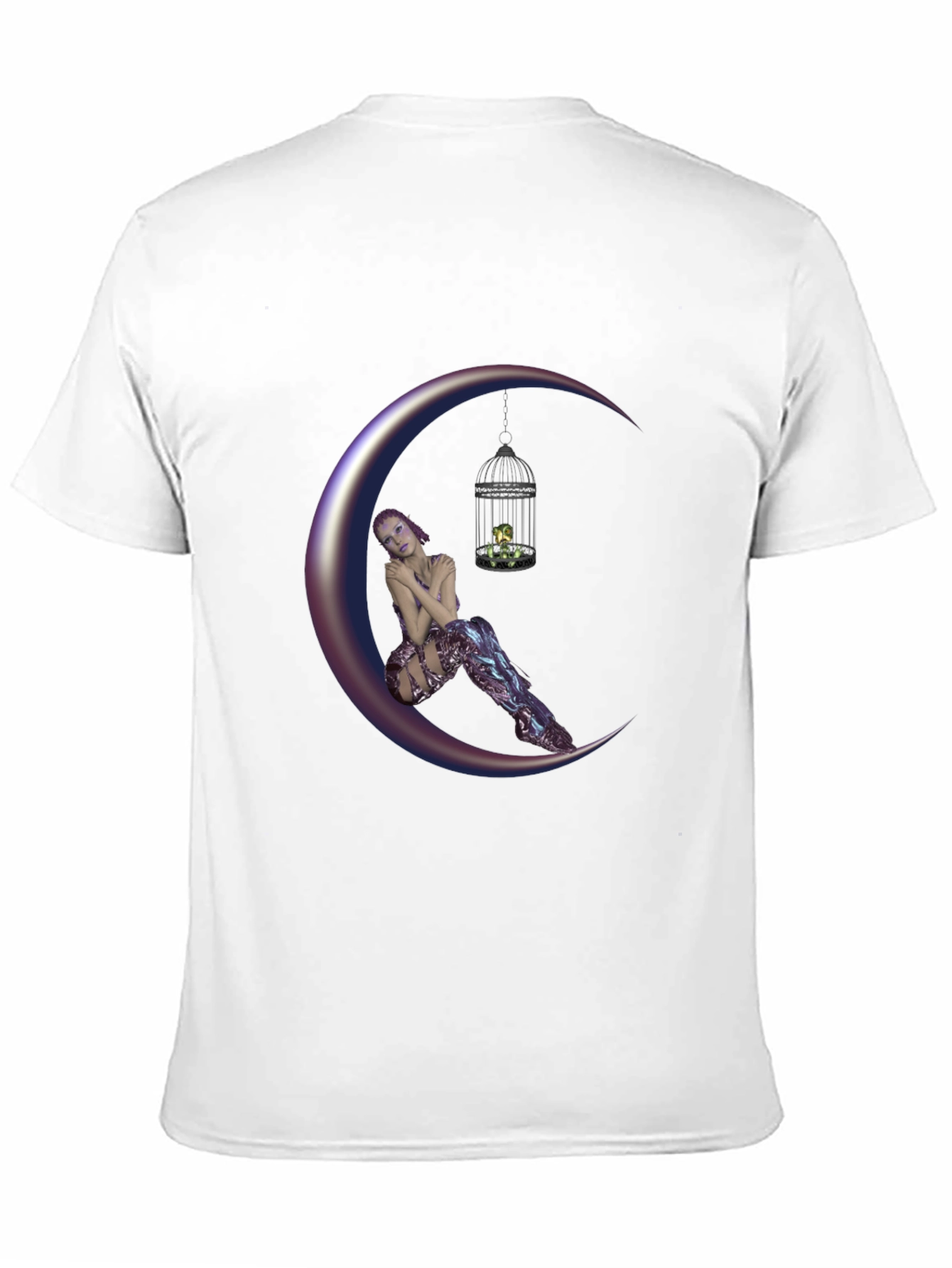 Black Fantasy Moon Fairy T-Shirt - Unique Design view 11