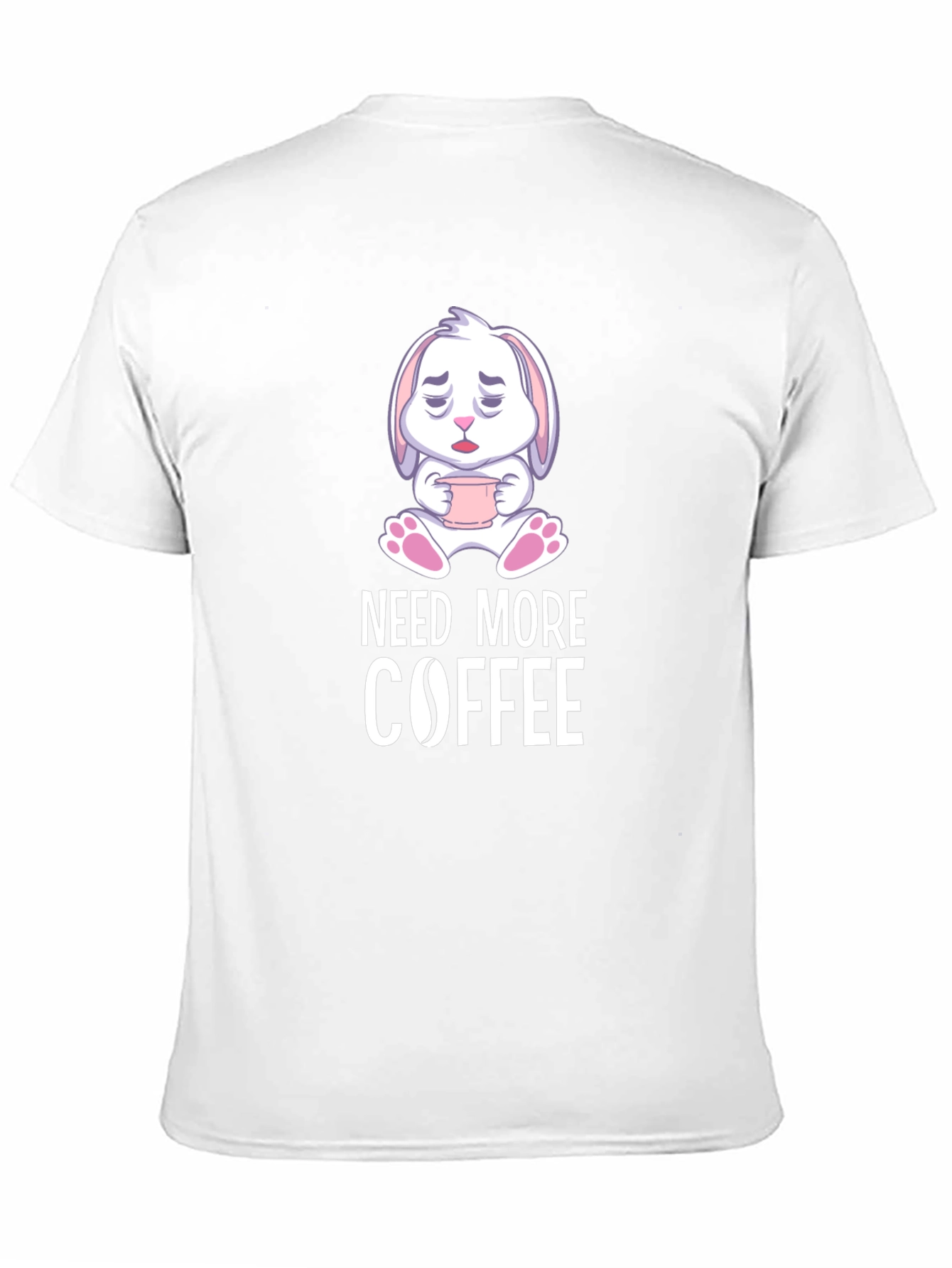 Black Need More Coffee T-Shirt - Cute Bunny Design view 11