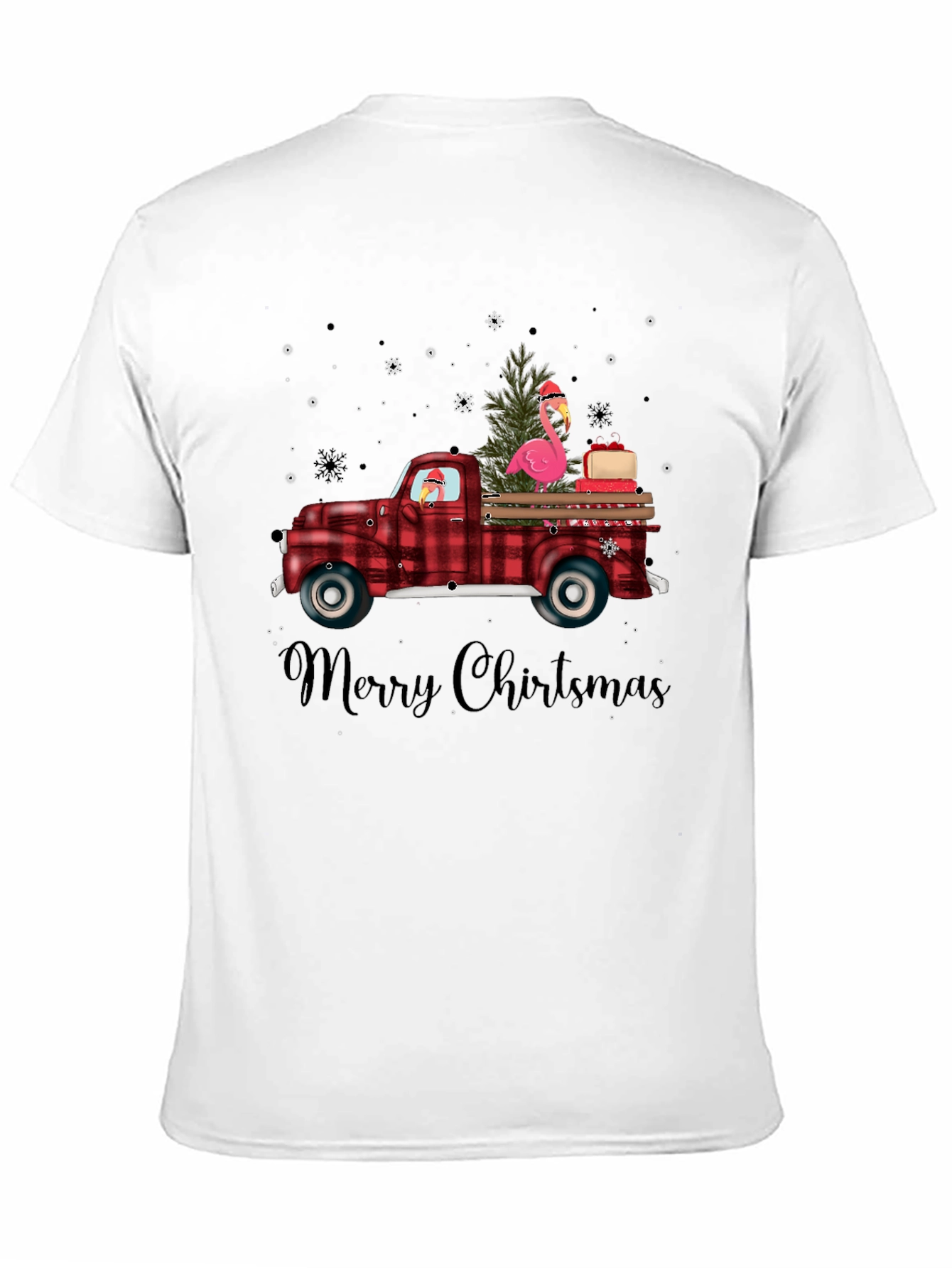 Black Christmas Flamingo Truck Tee view 11