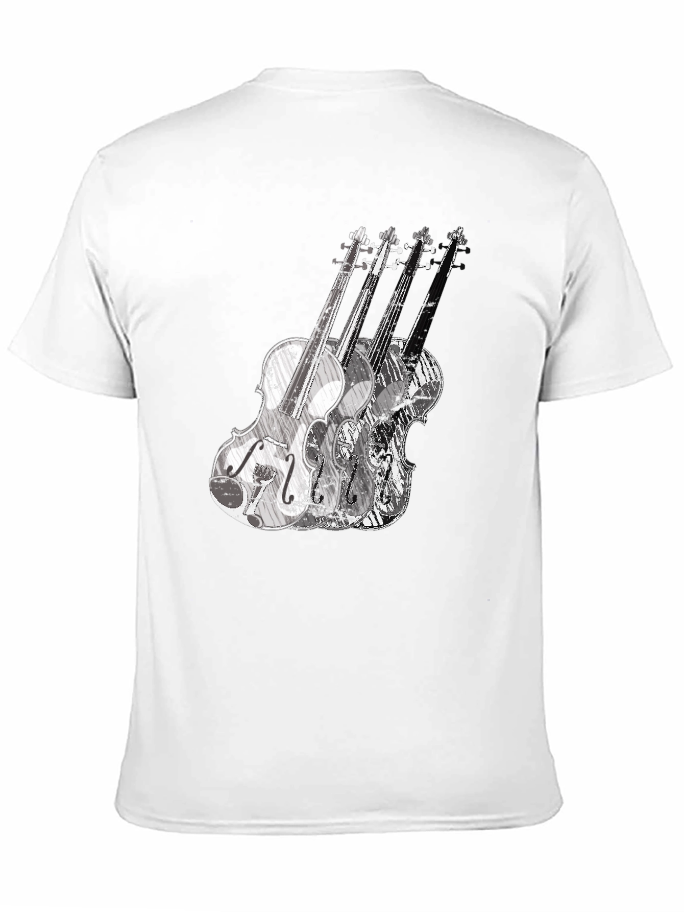 Black Musical Violin Graphic Tee - Black Crew Neck T-Shirt view 11