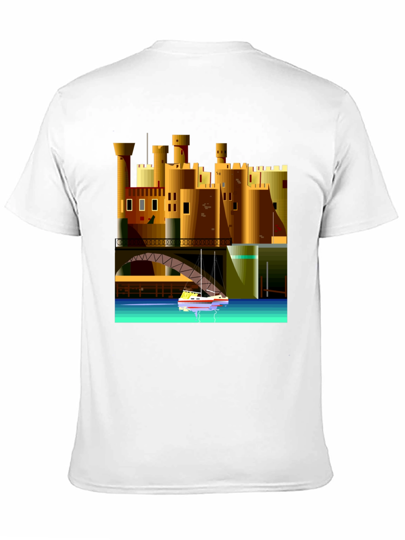 Black Cityscape Boat T-Shirt - Unique Graphic Tee view 11