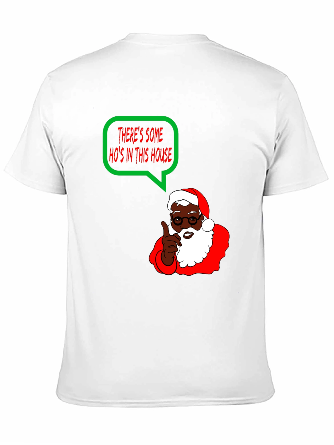 Black Funny Holiday T-Shirt - "There's Some Ho's In This House" Black Santa view 11