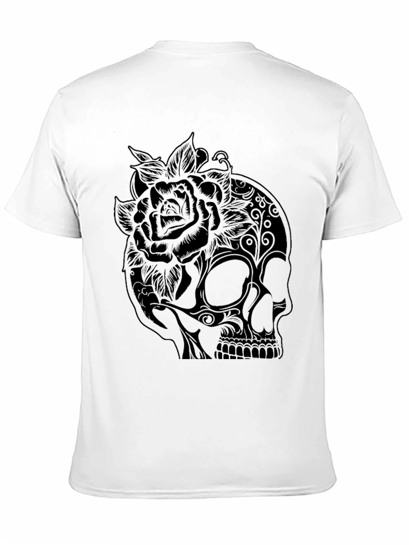 Black Skull and Rose Graphic Tee - Black view 11