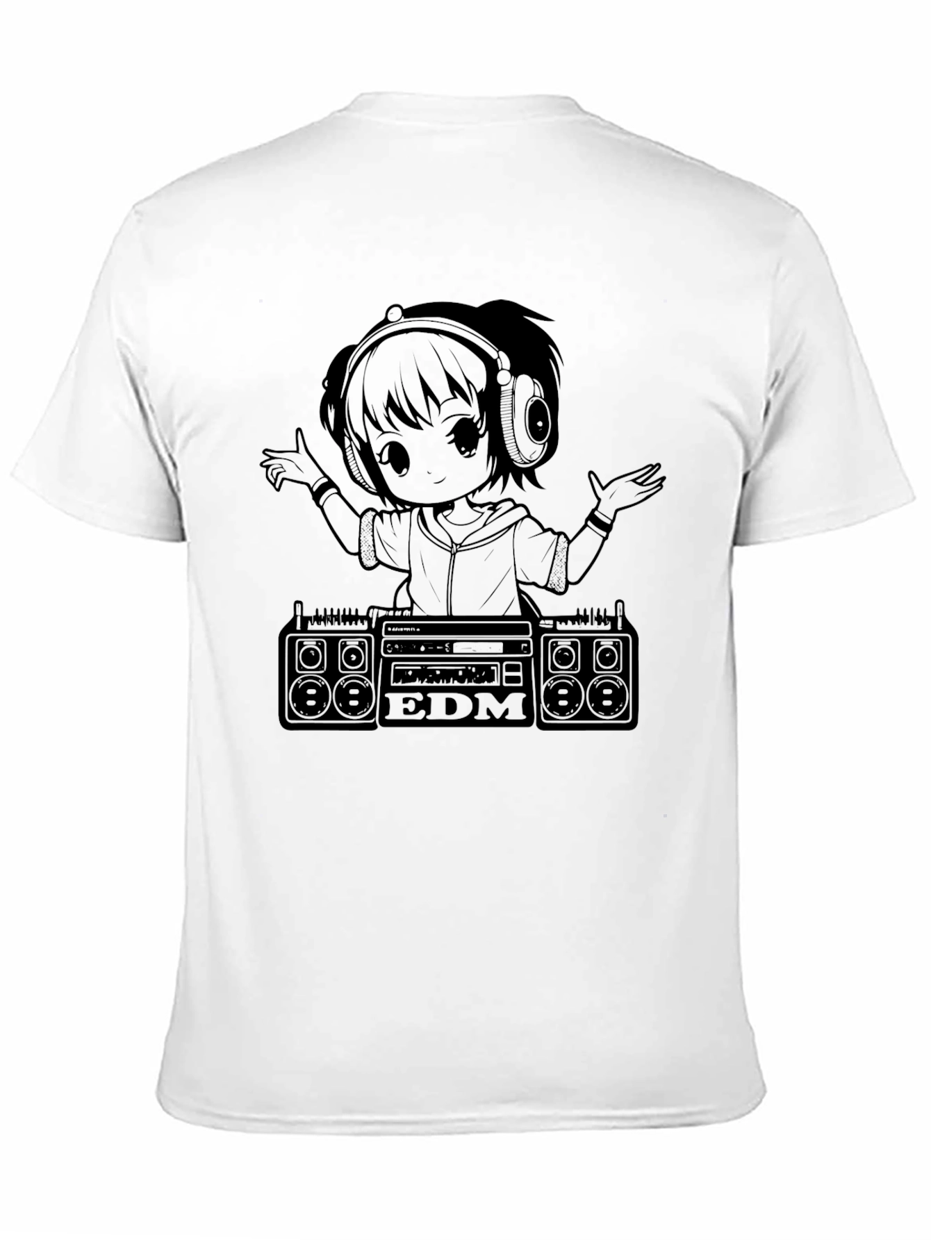 Black EDM Anime Girl DJ Black T-Shirt view 11