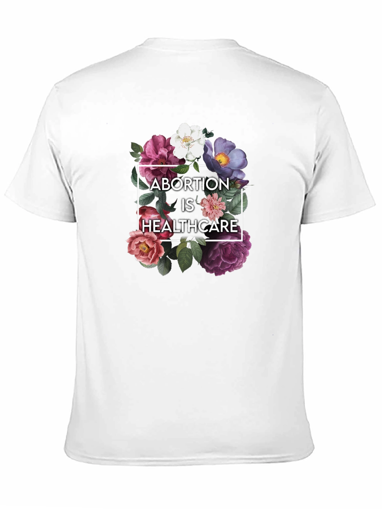 Black Floral Abortion is Healthcare Black T-Shirt view 11