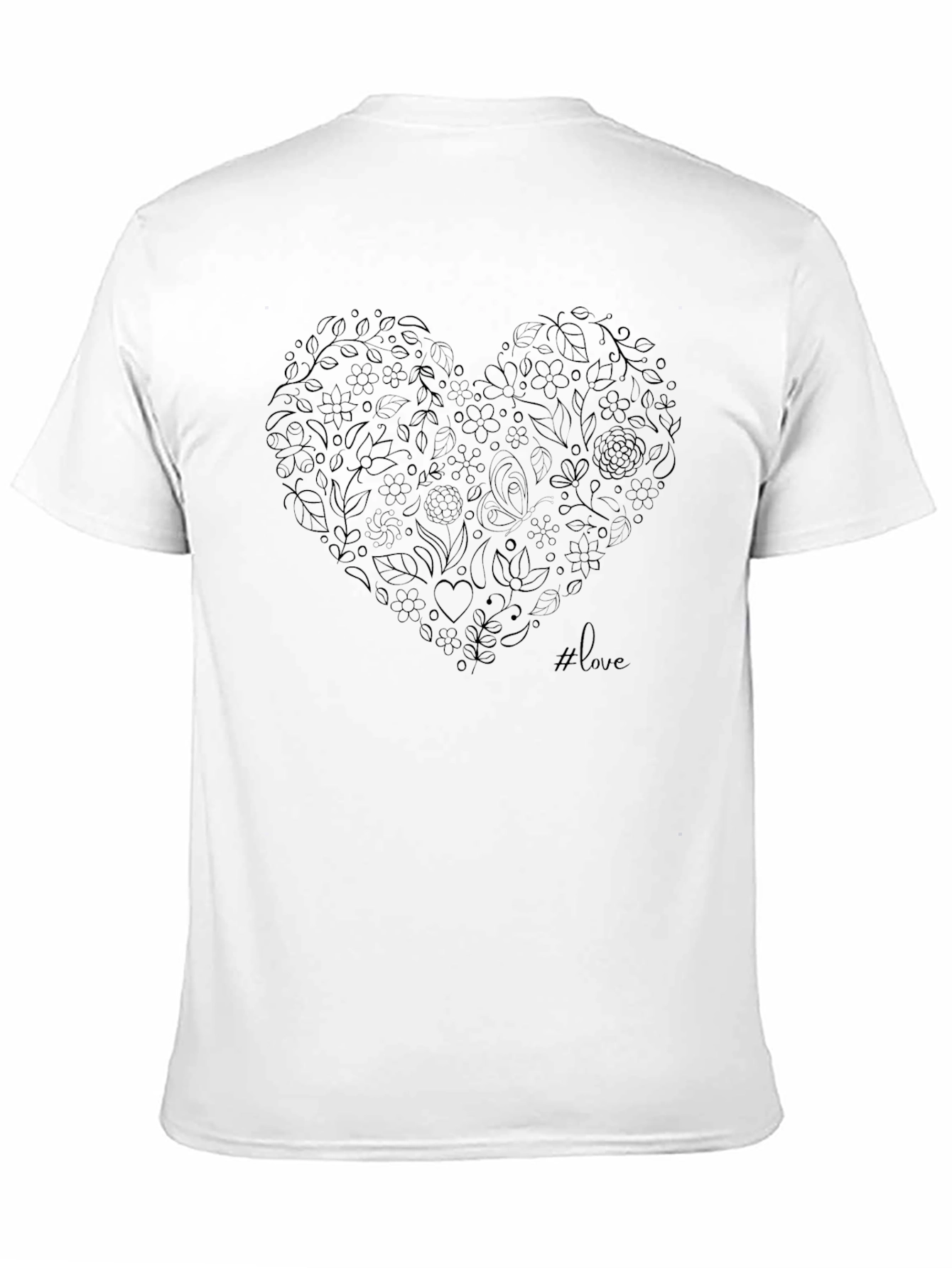 Black Floral Heart Love Graphic Tee - Black view 11