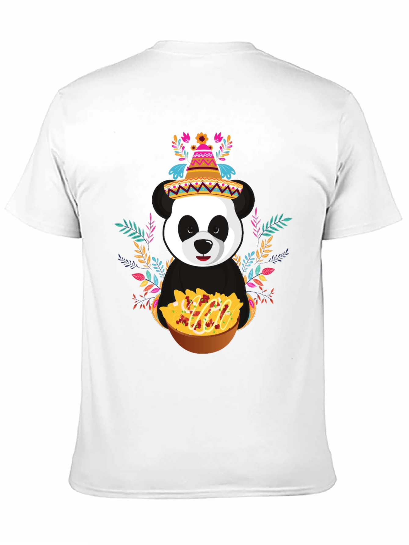 Black Panda Fiesta T-Shirt - Nachos, Sombrero, Colorful view 11