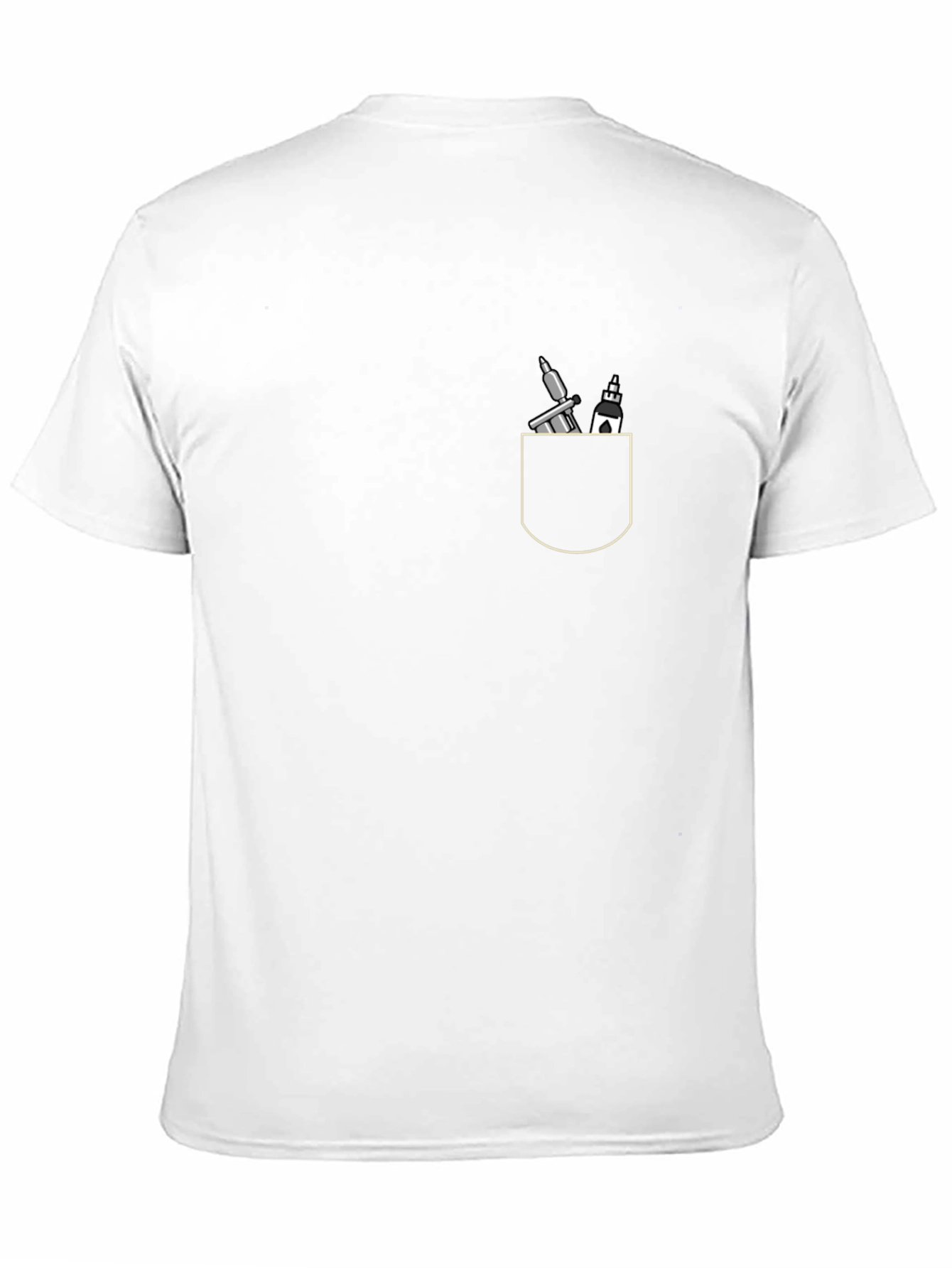 Black T-Shirt with Tattoo and Church Pocket Design - 11