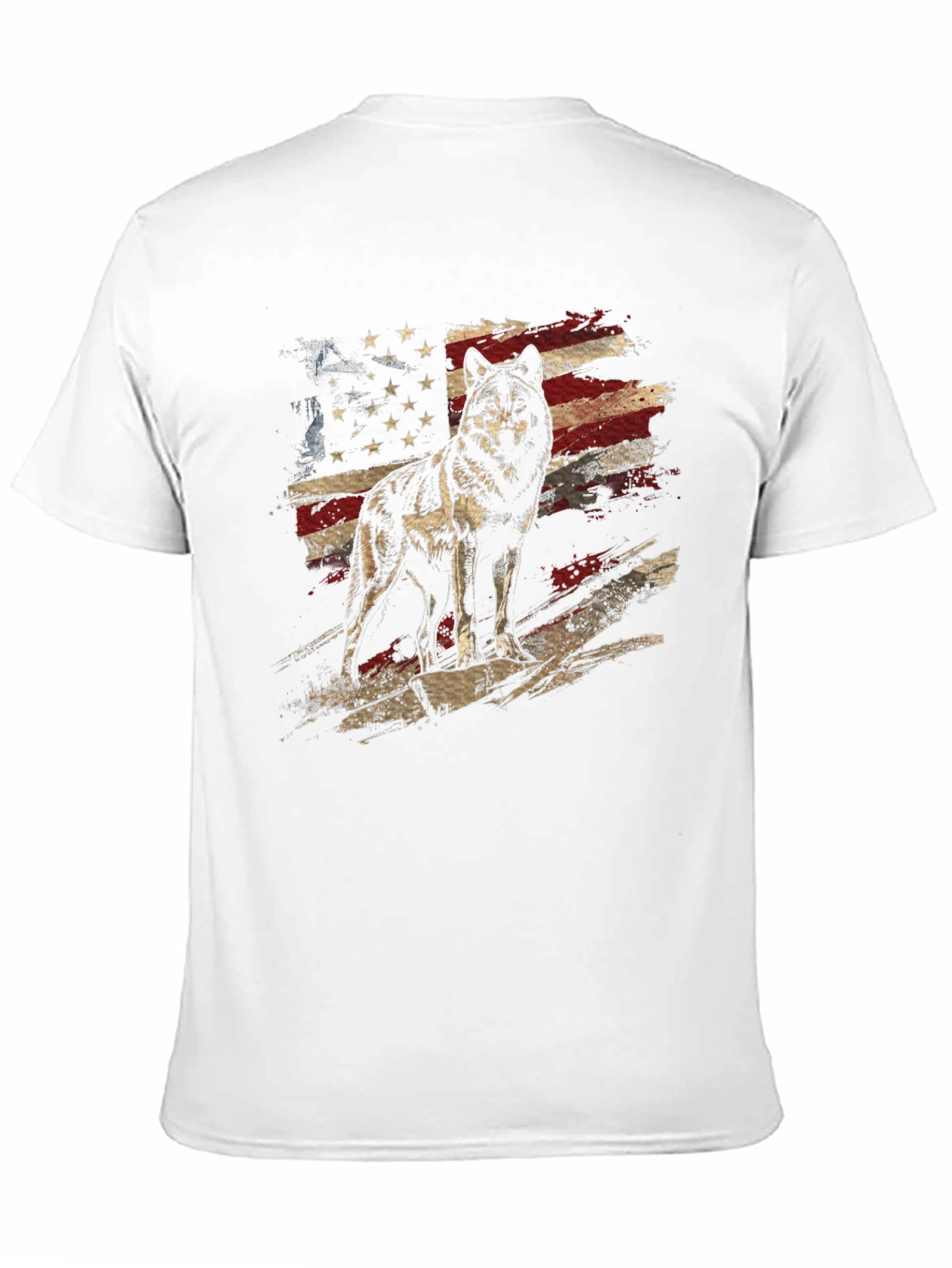 Black Wolf American Flag Graphic Tee - Patriotic Style view 11