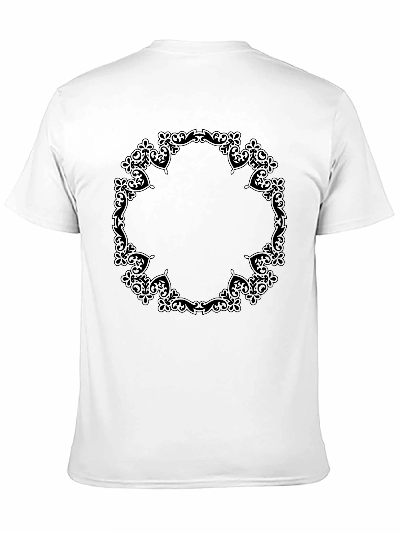 Black Men's Black Tee with Ornate Circle Design view 11