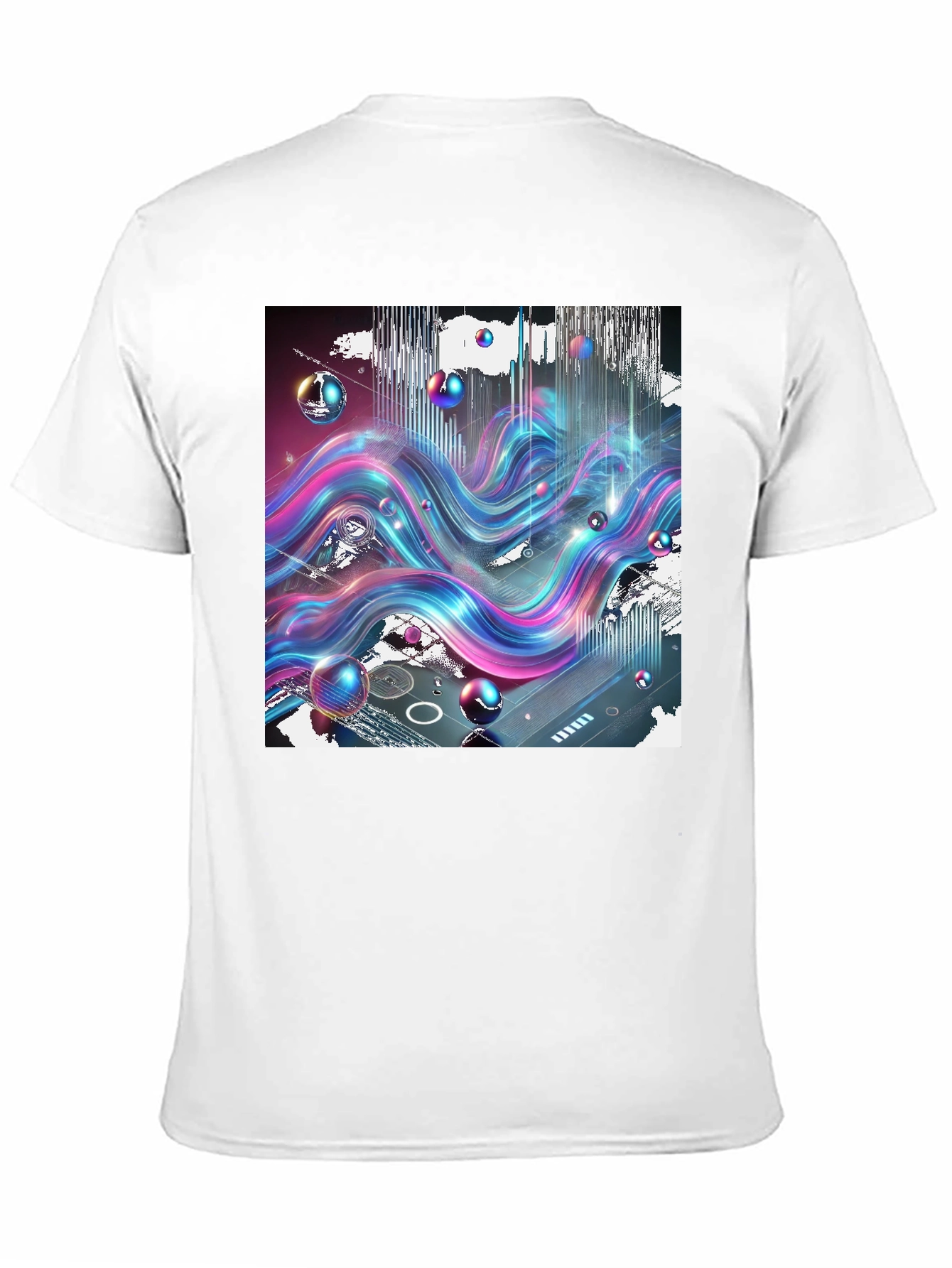 Black Vibrant Wave T-Shirt: Abstract Art Print view 11