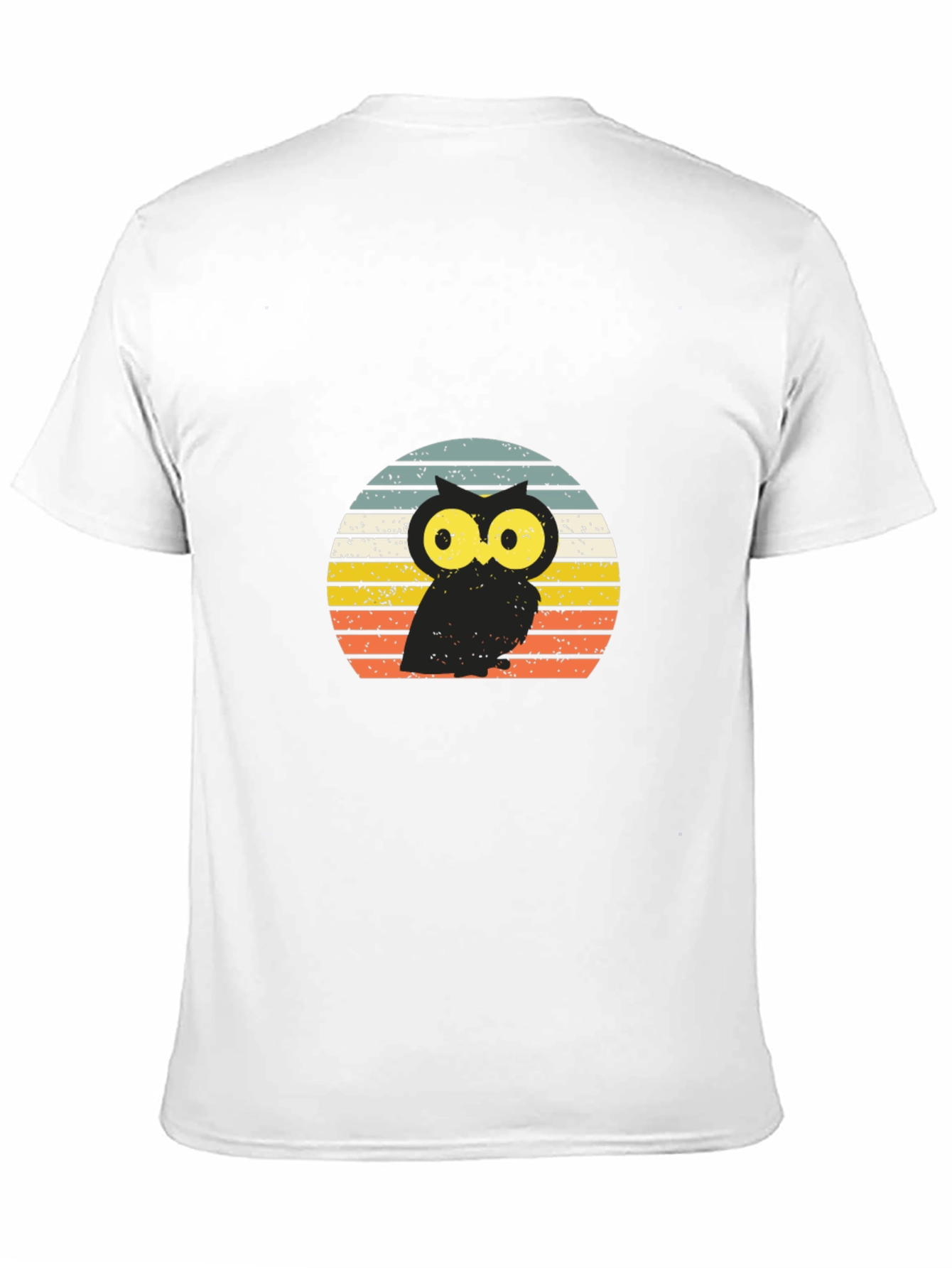 Black Retro Owl T-Shirt - Vintage Sunset Design view 11