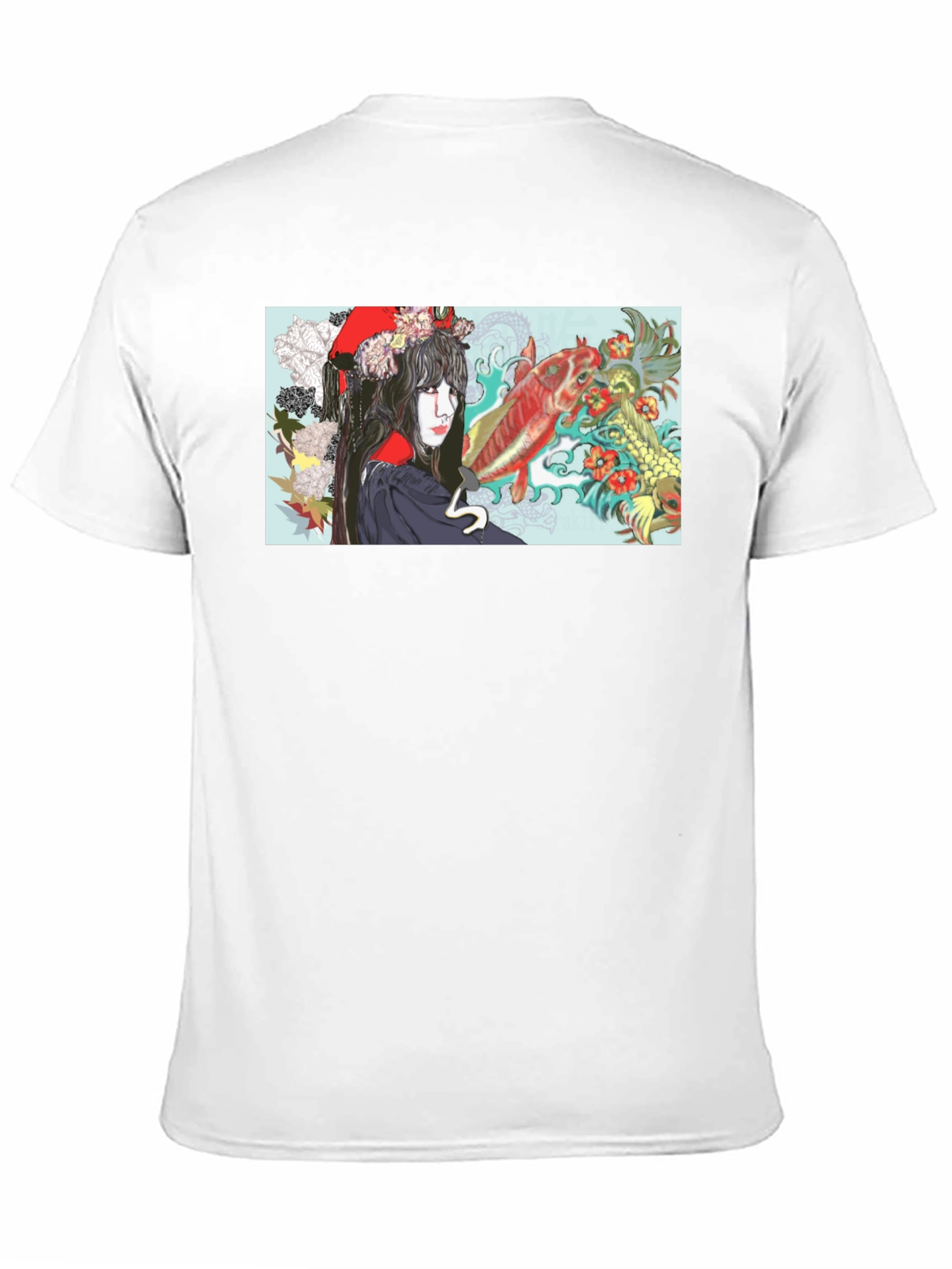 Black Koi Fish Geisha Graphic T-Shirt view 11