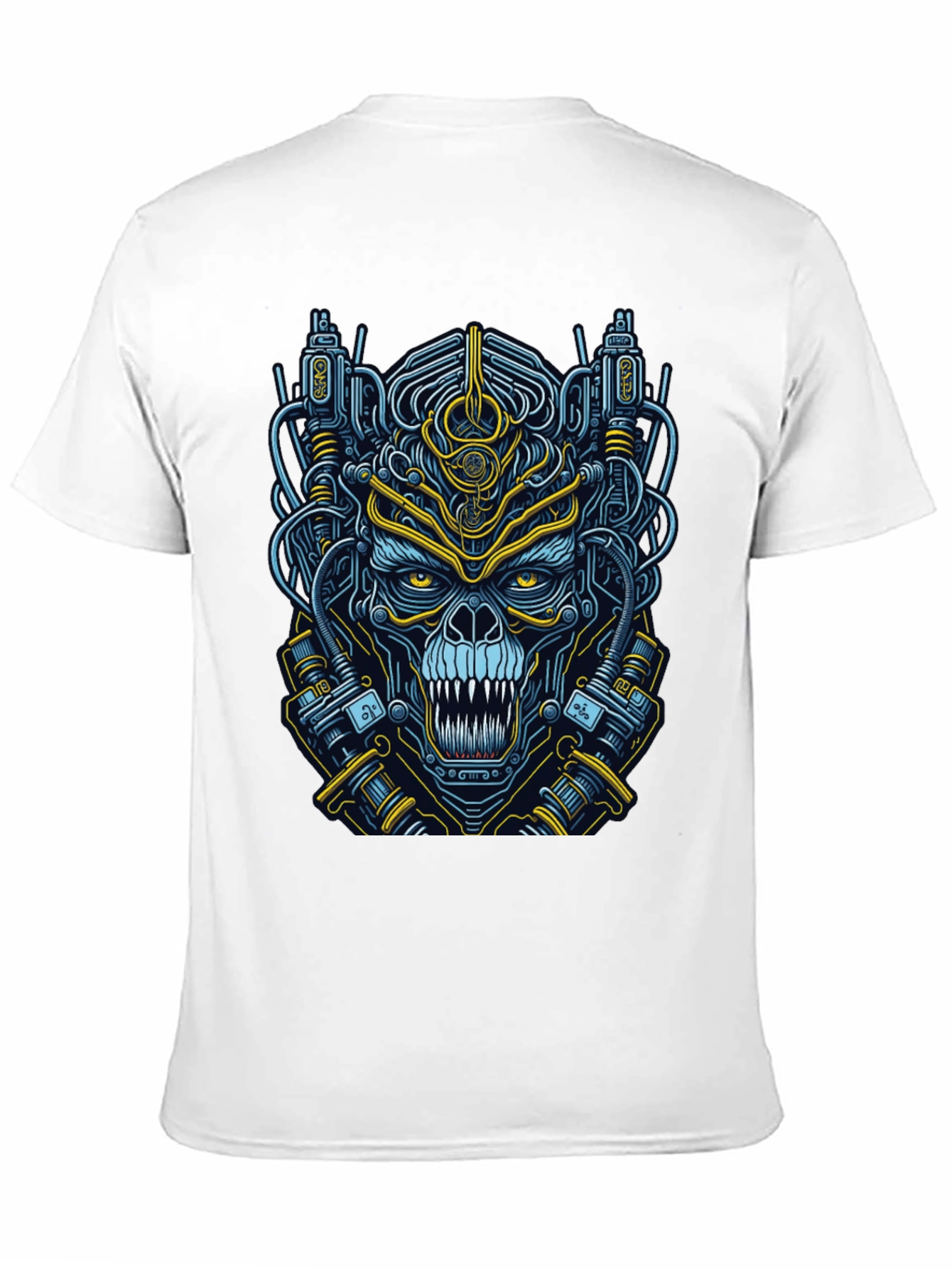 Black Cyberpunk Skull Graphic T-Shirt - Men's Black Tee view 11