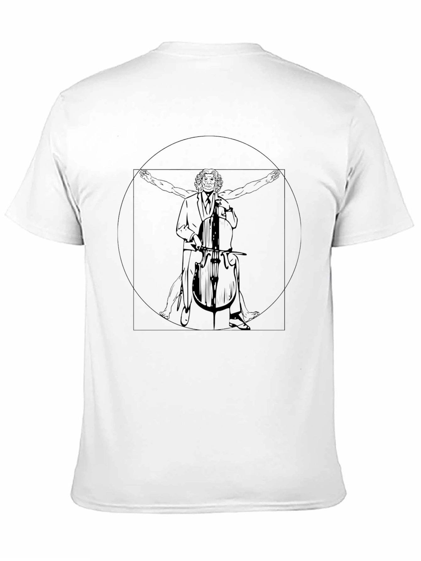 Black Vitruvian Cello Man Black T-Shirt view 11