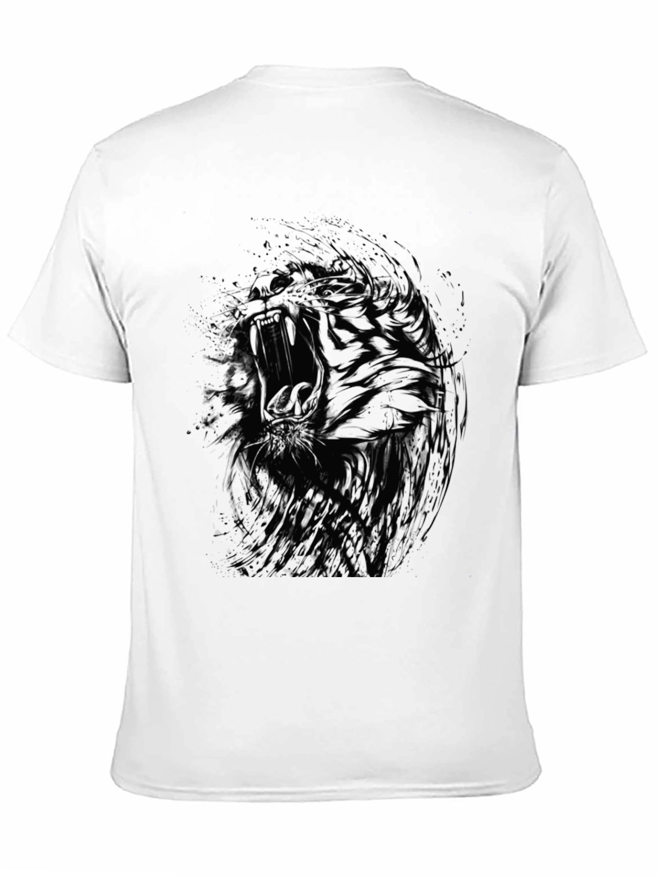 Black Abstract Roaring Tiger Graphic Black T-Shirt view 11