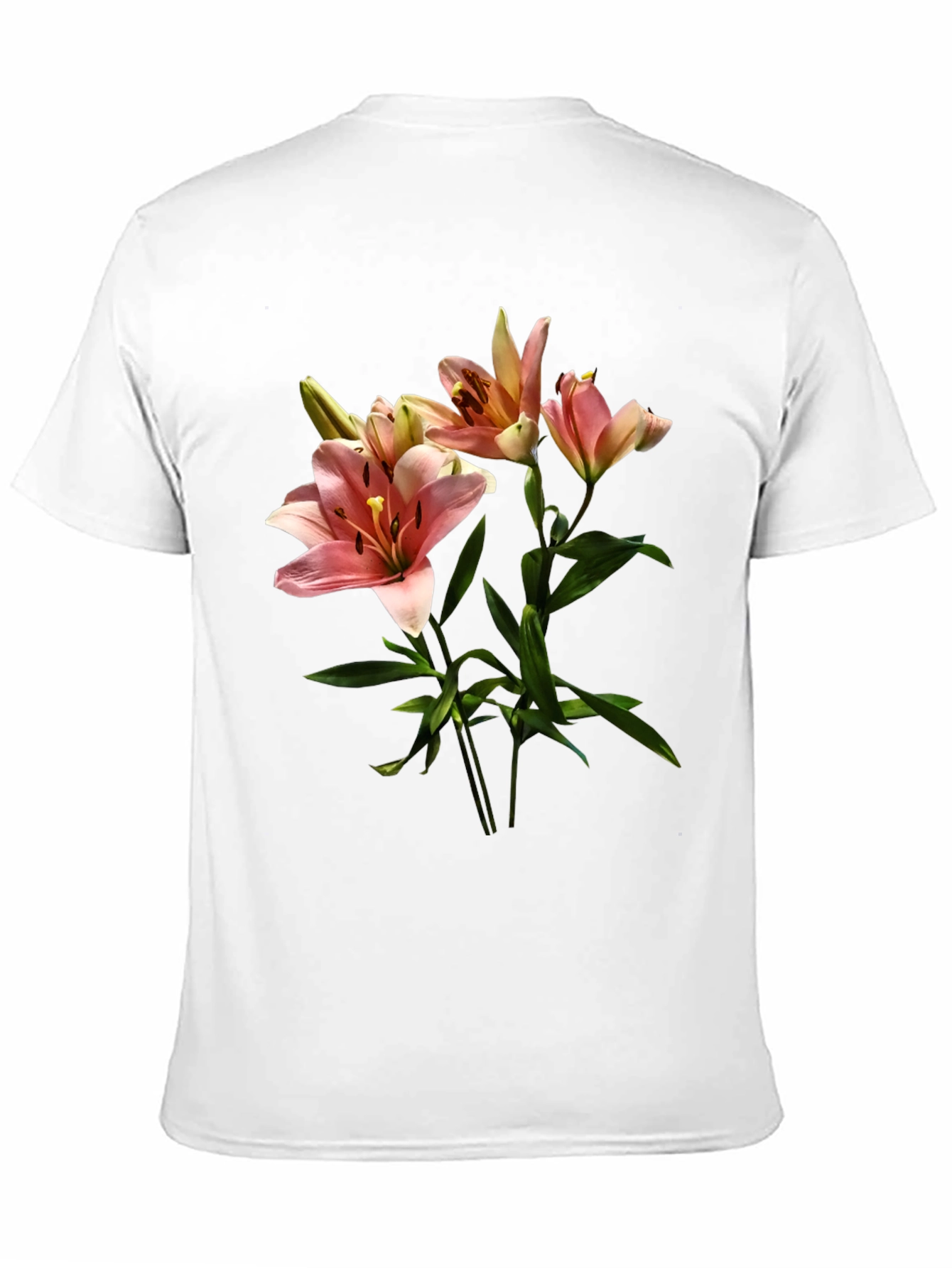 Black Floral Lily Print Black T-Shirt view 11