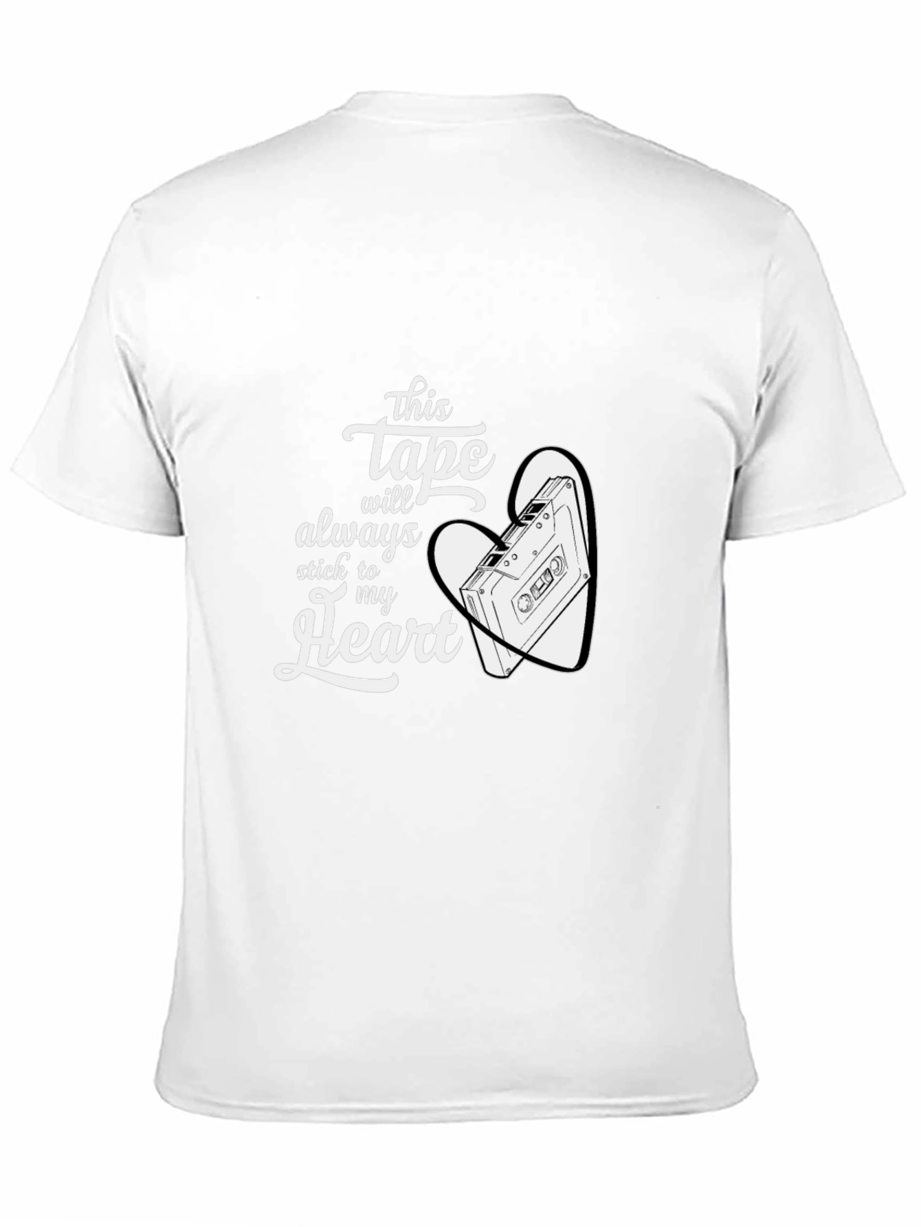 Black Retro Cassette Tape Heart T-Shirt view 11