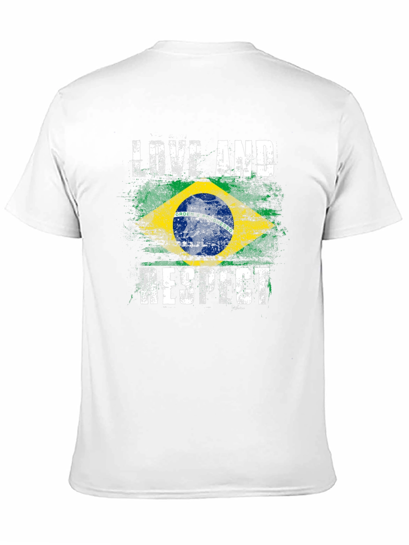 Black Brazil Flag Love and Respect T-Shirt view 11