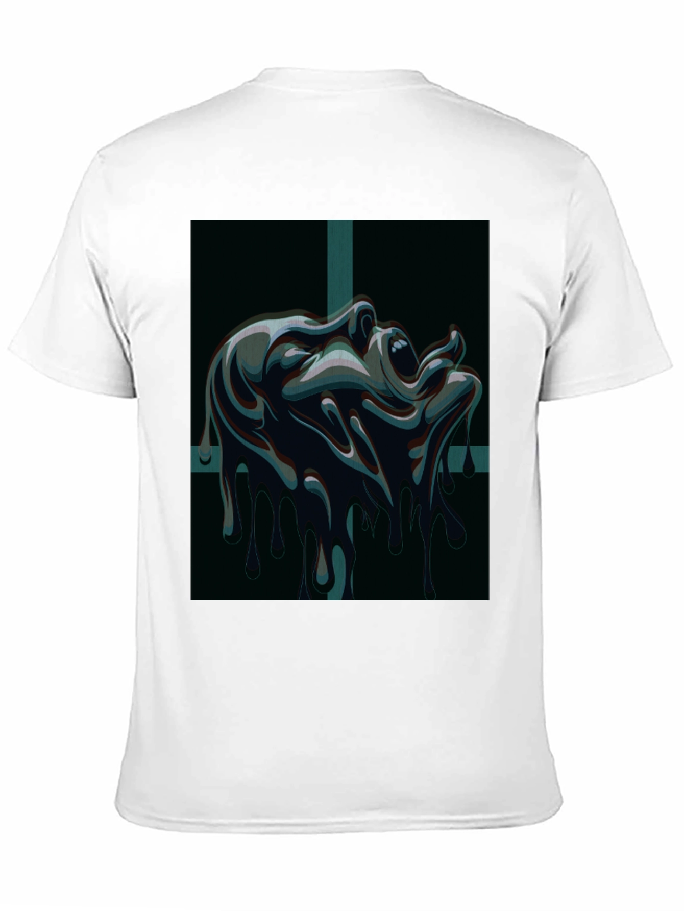 Black Melting Face Graphic Tee - Dark & Edgy Design view 11