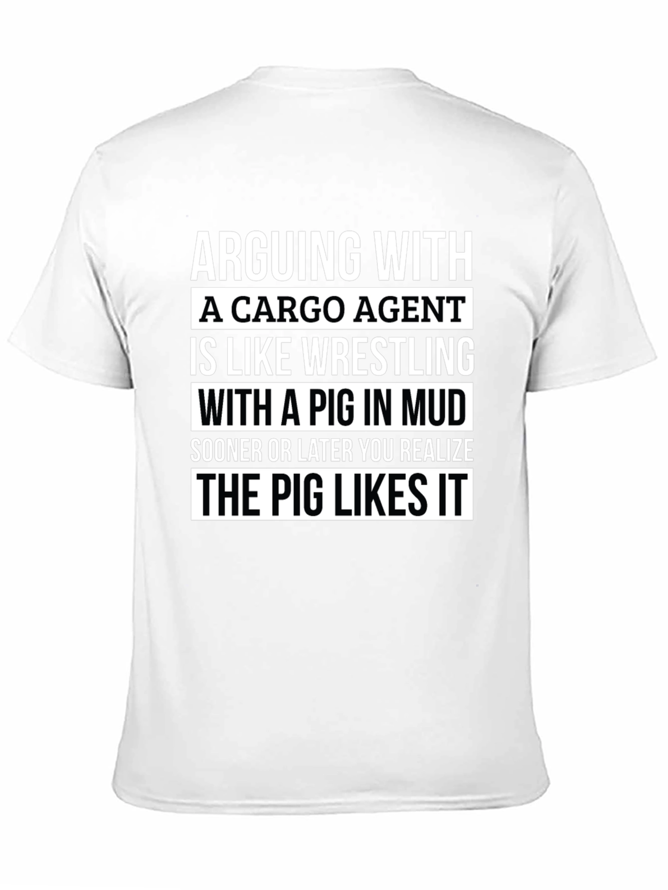 Black Cargo Agent Pig T-Shirt - Funny Job Tee view 11