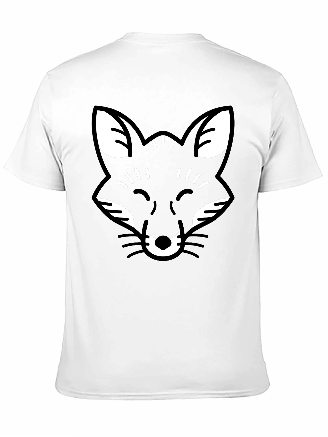 Black Black Fox Face Graphic Tee - Casual Crew Neck T-Shirt view 11