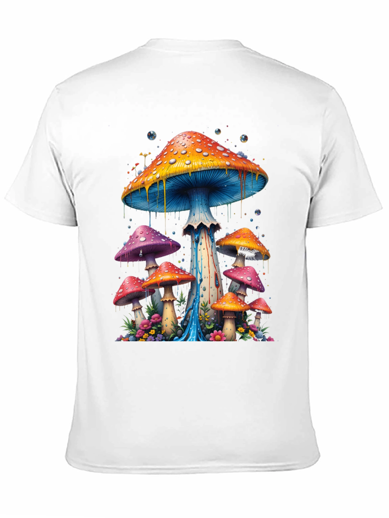 Black Psychedelic Mushroom Graphic Tee - Black Cotton Blend view 11