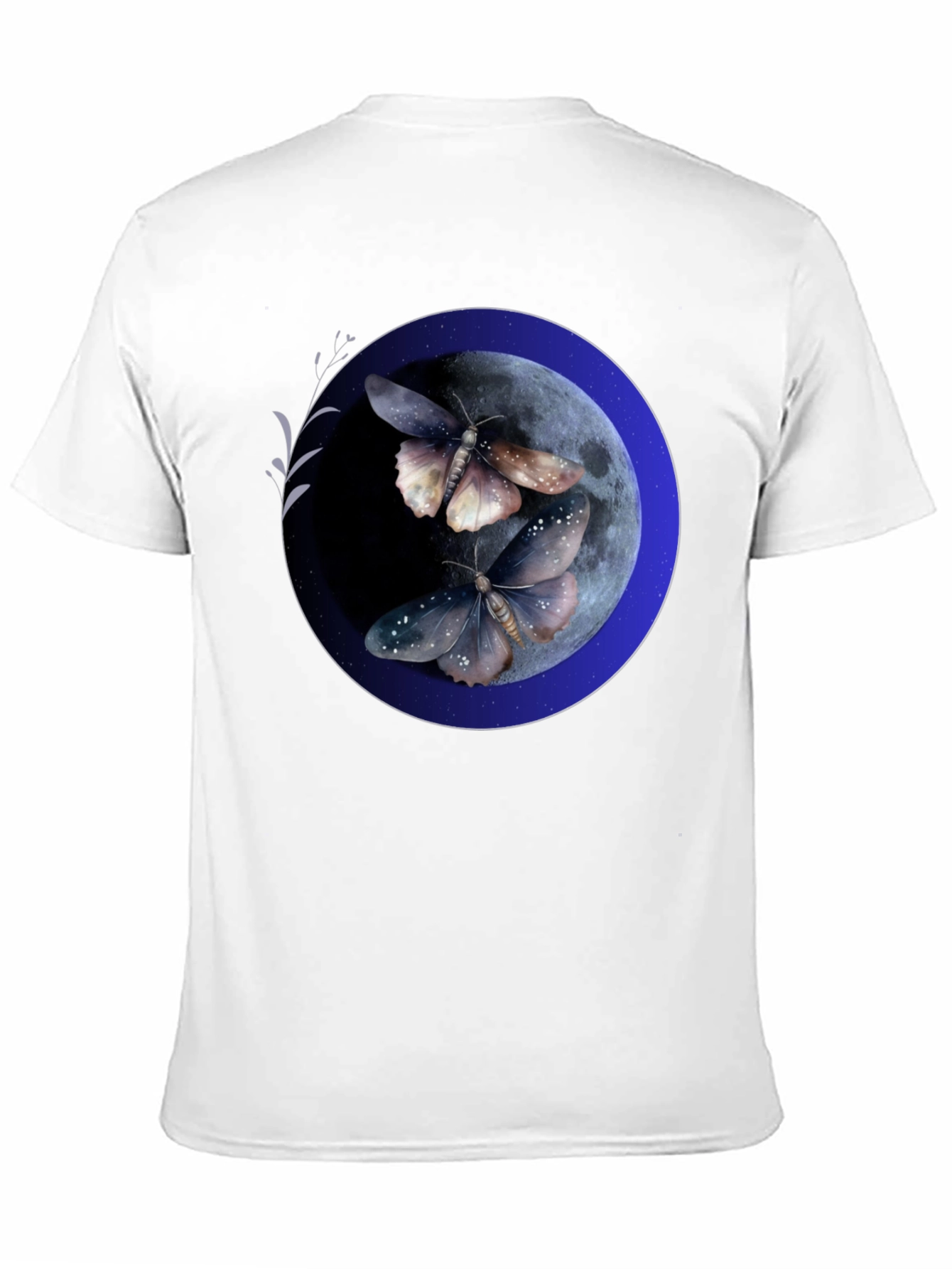 Black Moonlit Moth Graphic Tee - Black Cotton Blend view 11