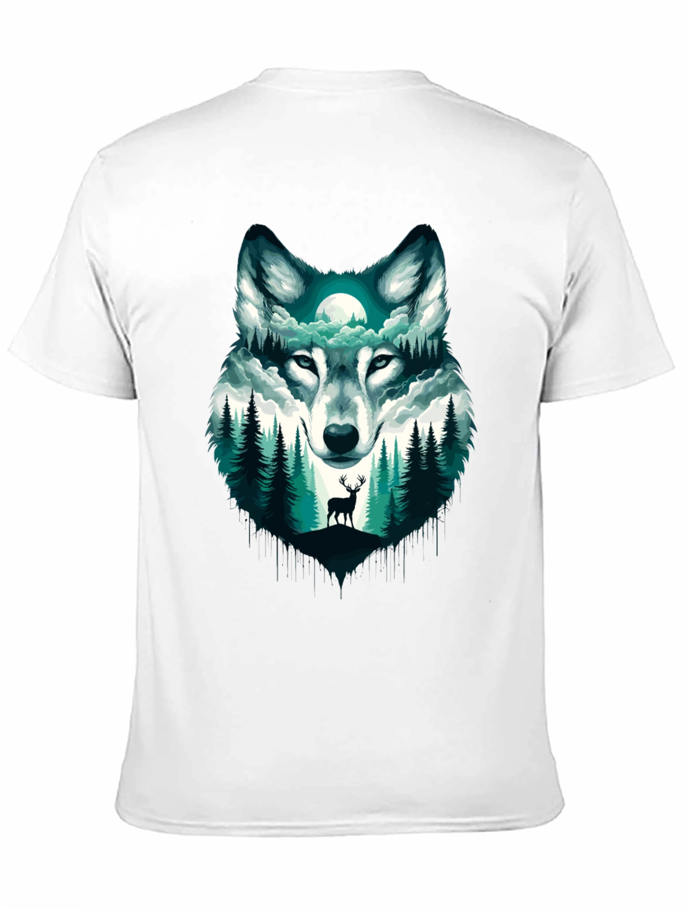 Black Wolf & Forest Graphic Tee - Nature Inspired Design view 11