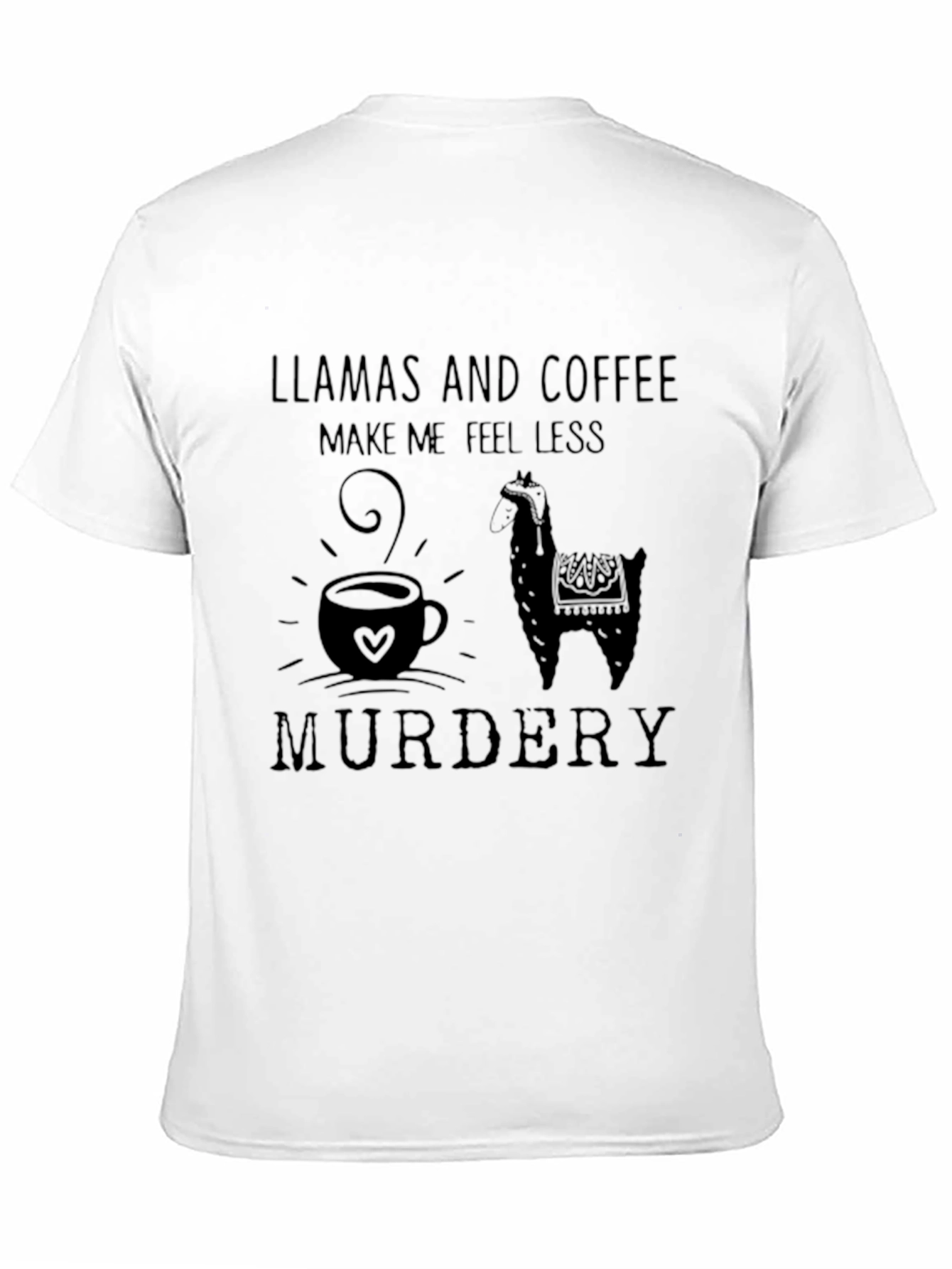 Black Llama and Coffee Graphic Tee - Funny Humor T-Shirt view 11