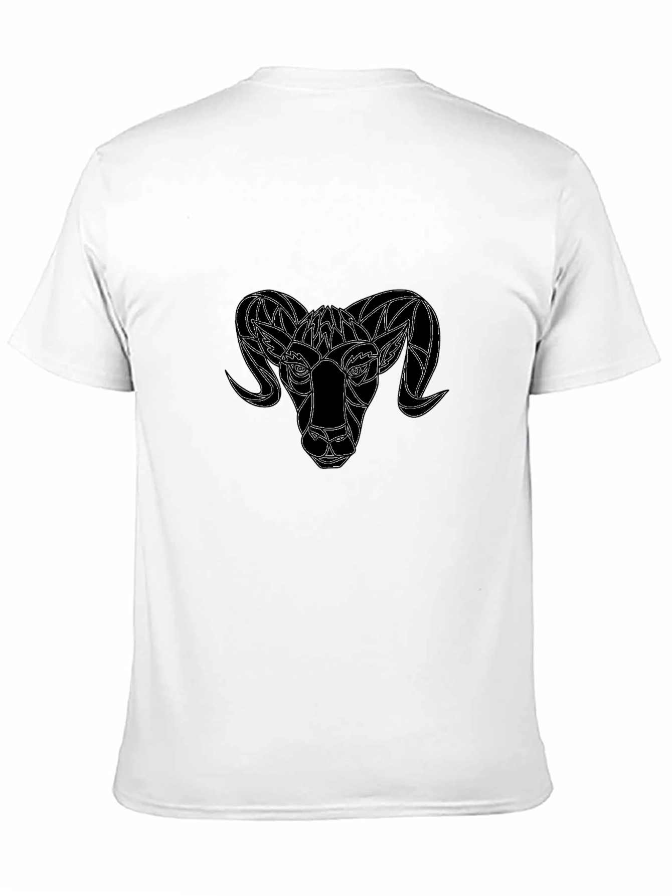 Black Geometric Ram Head Graphic Black T-Shirt view 11