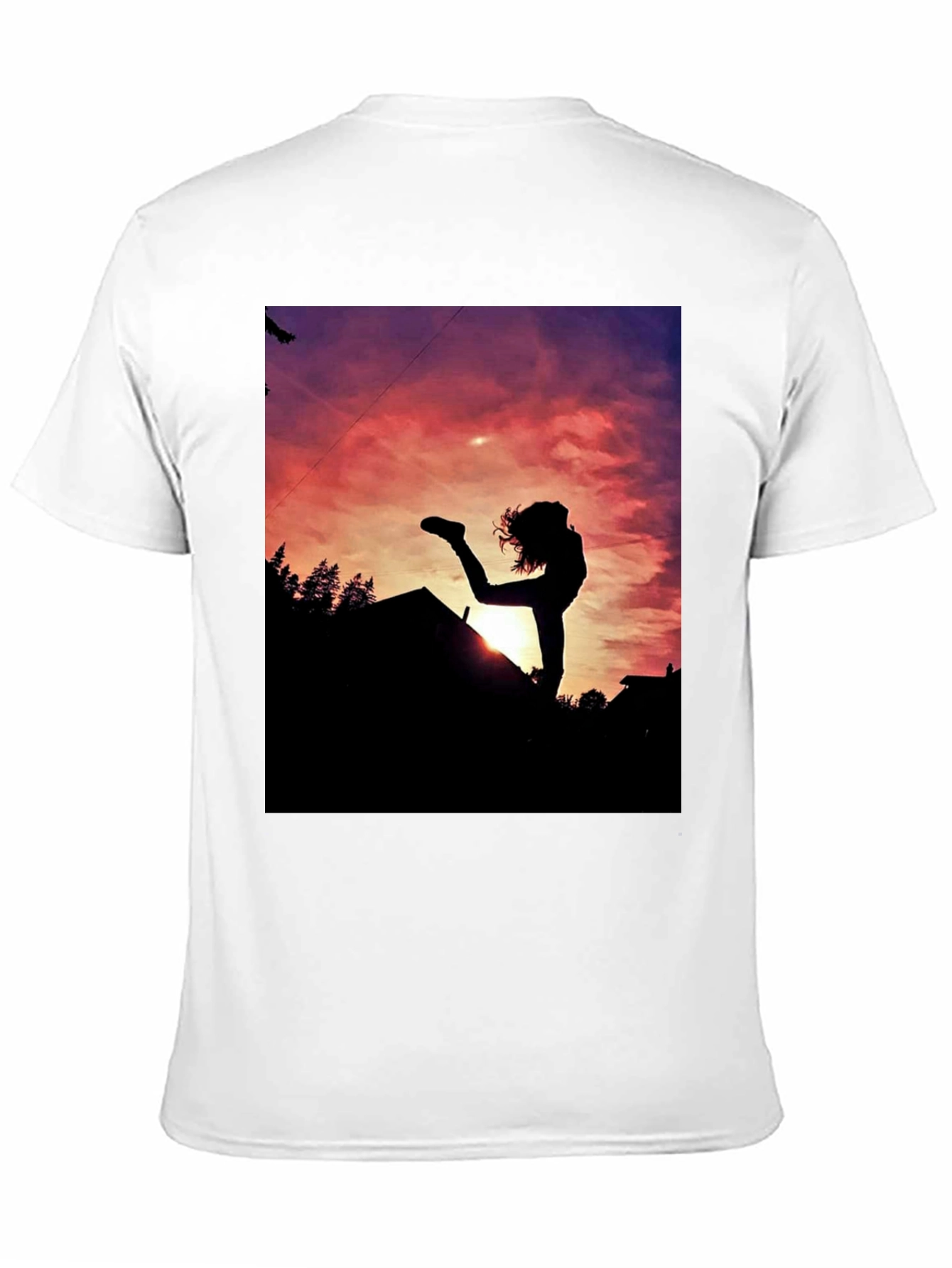 Black Silhouette Sunset Graphic Tee - Black Cotton Blend view 11