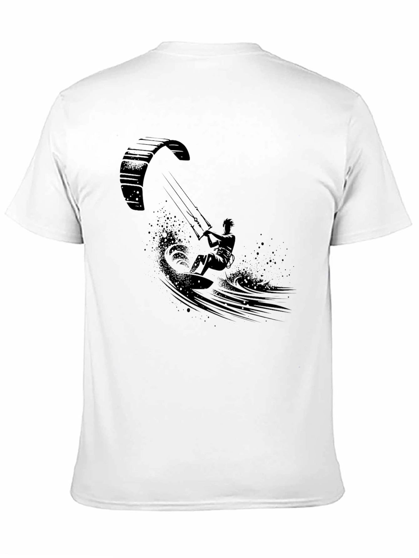 Black Kite Surfing Graphic Tee - Black Cotton T-Shirt view 11