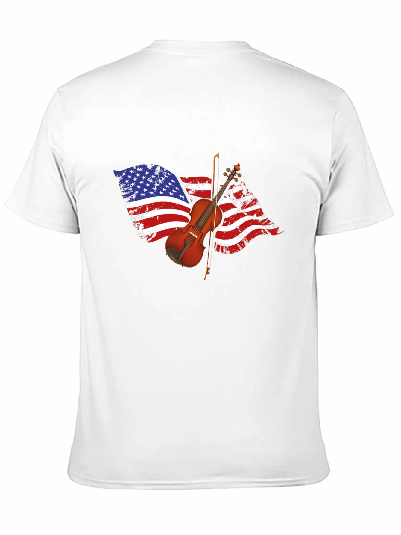 Black American Flag Violin Graphic T-Shirt view 11