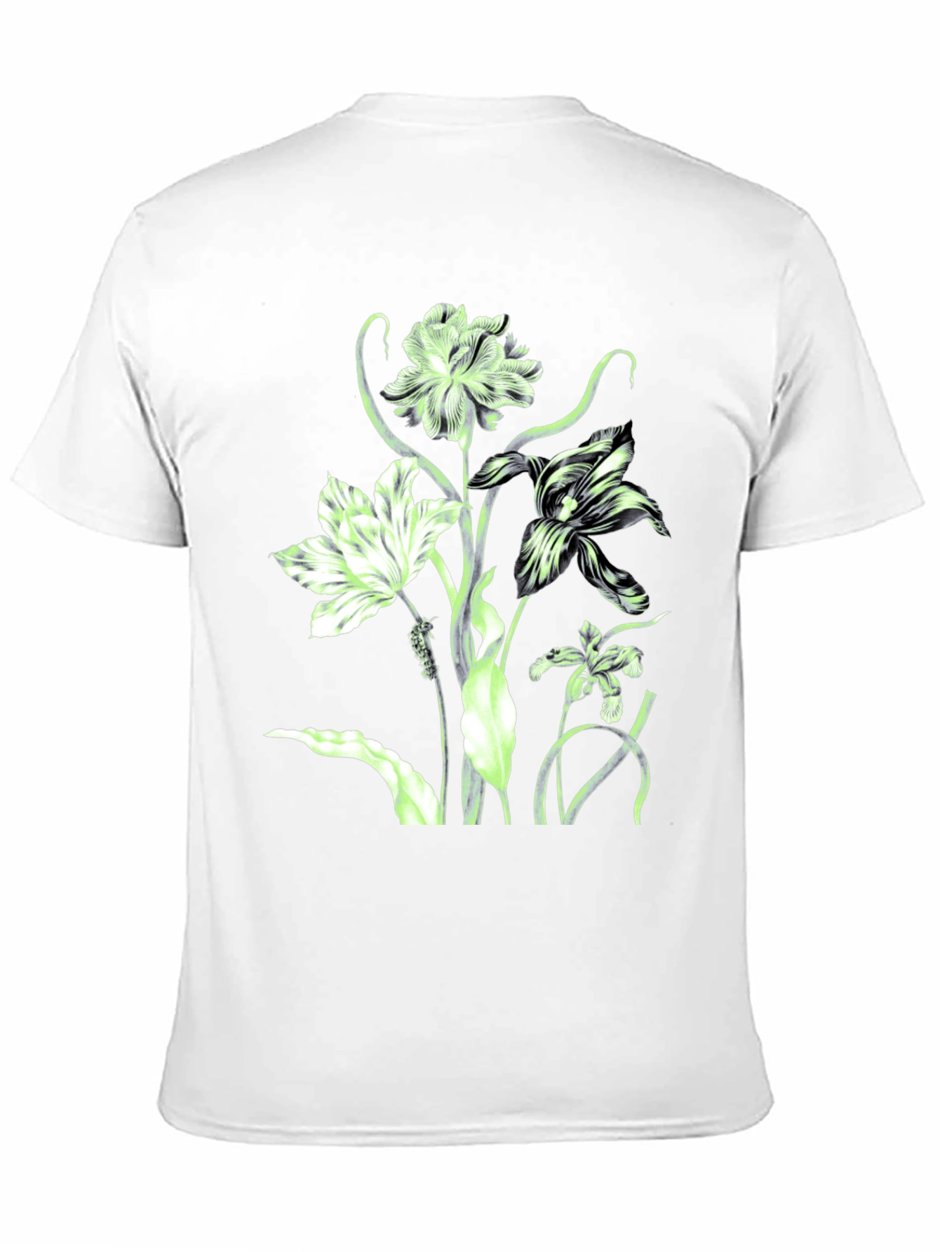 Black Floral Print Crew Neck T-Shirt - Black view 11