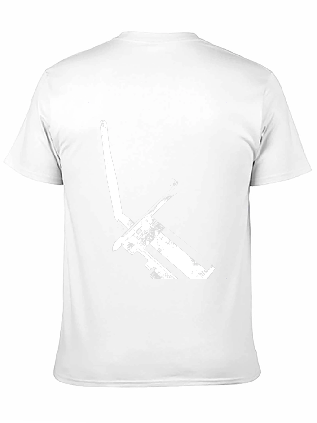 Black Graphic Tee: Minimalist White Pickaxe Print - Black Cotton T-Shirt view 11