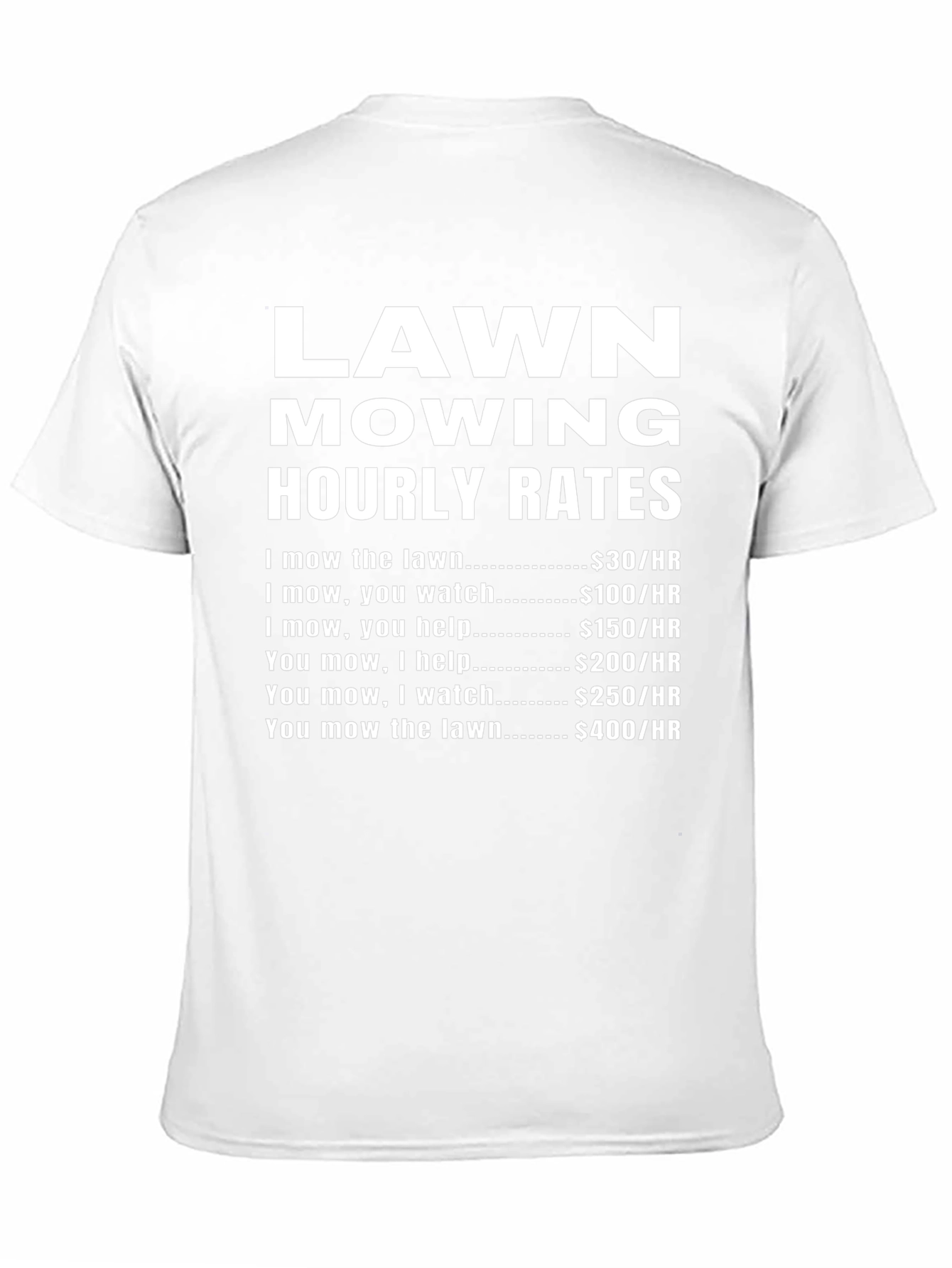 Black Lawn Mowing Hourly Rates T-Shirt - Funny Yard Work Tee view 11