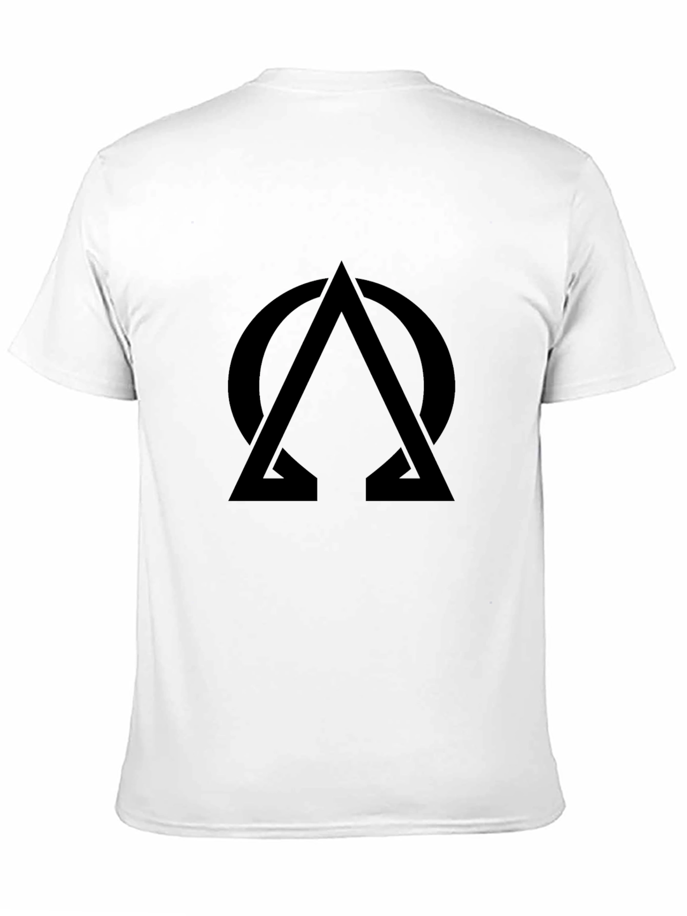 Black Minimalist Black T-Shirt with Geometric Omega Design view 11