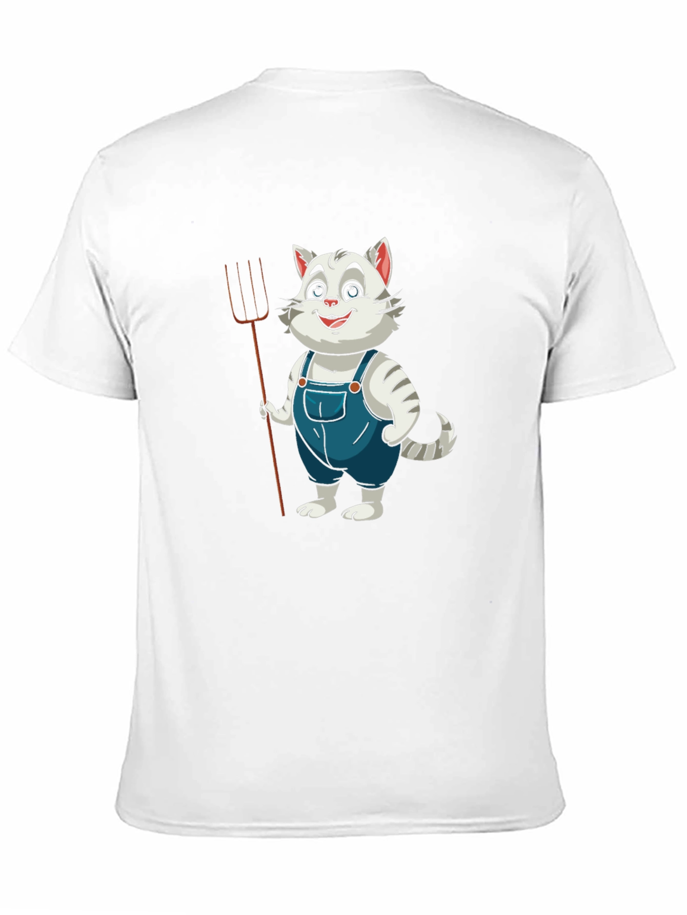 Black Cartoon Cat Farmer Black T-Shirt view 11