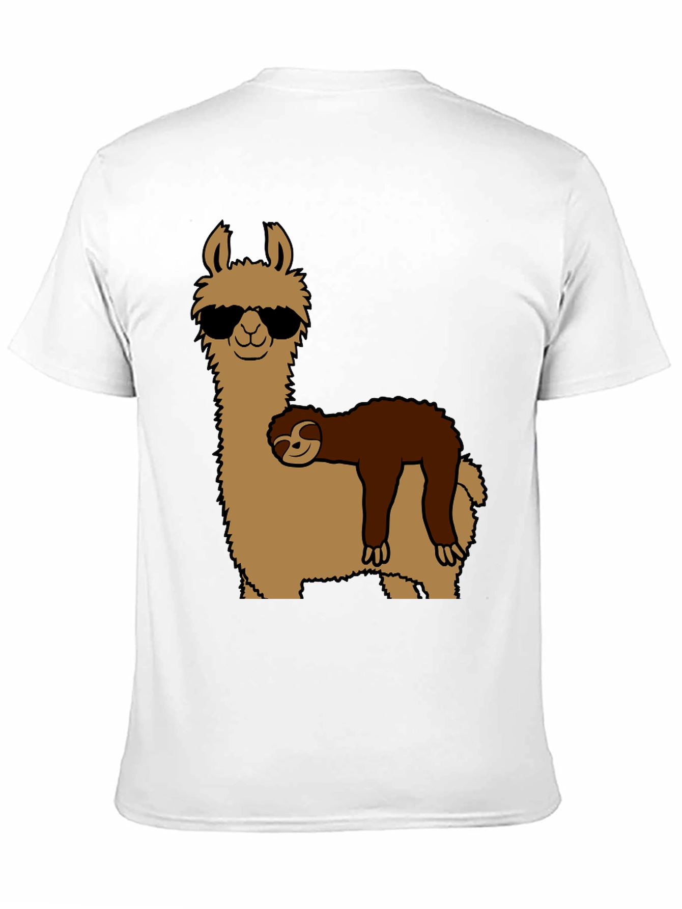 Black Cool Llama & Sloth Graphic T-Shirt view 11