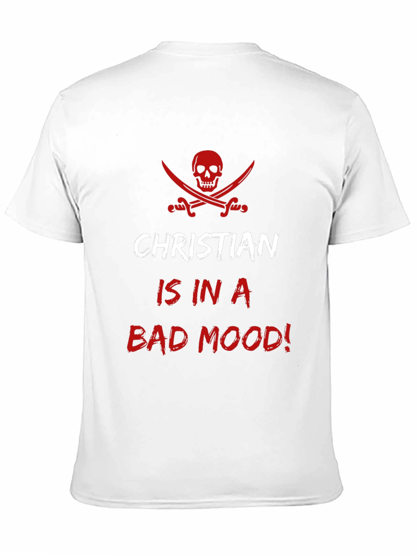 Black Christian Bad Mood T-Shirt - Pirate Skull Design view 11
