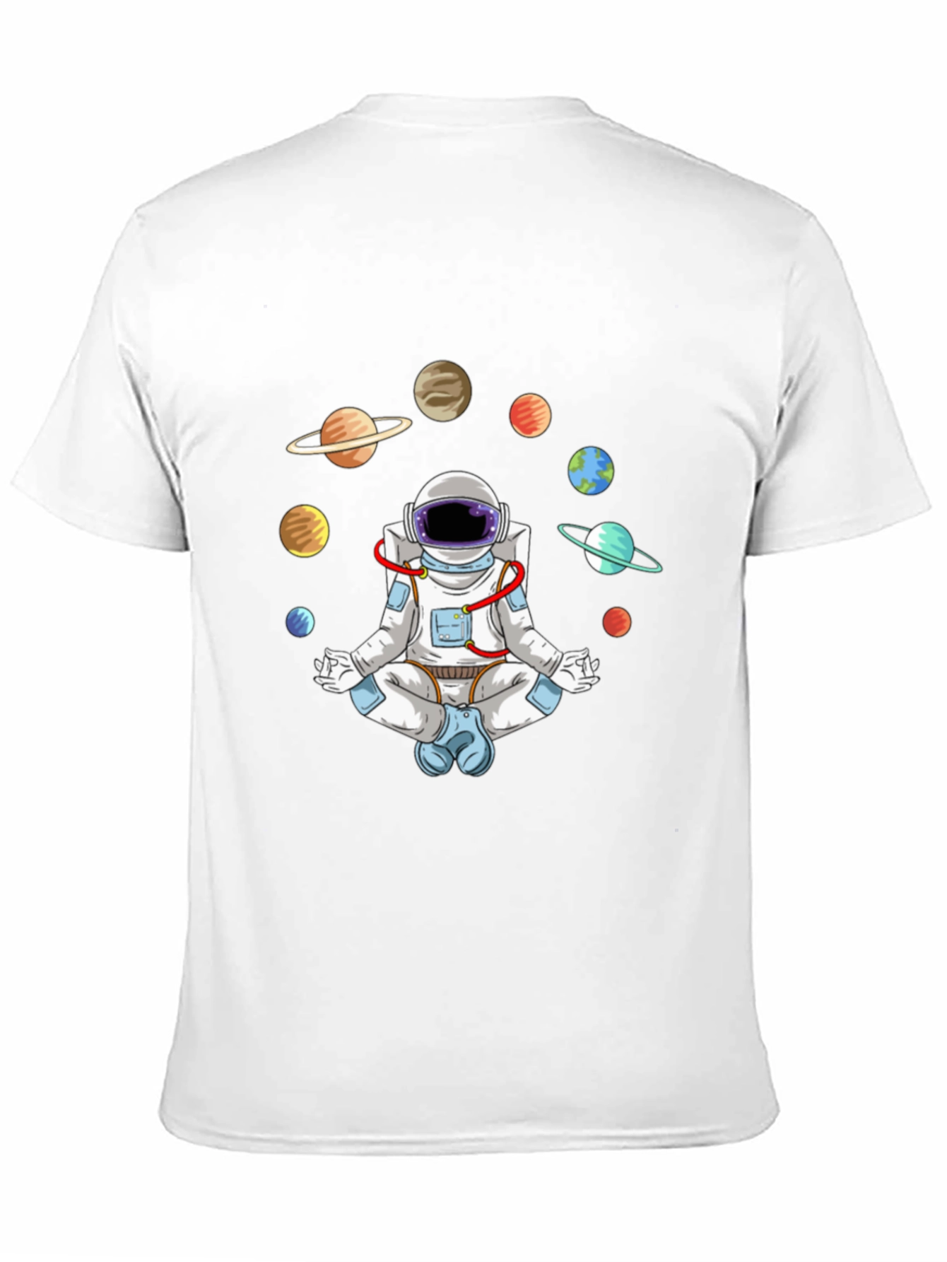 Black Meditating Astronaut Planets Graphic Tee view 11