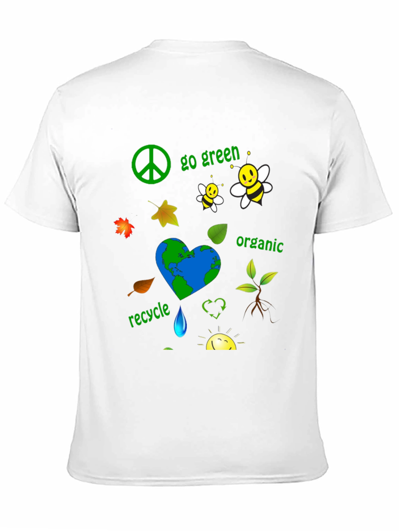 Black Eco-Friendly Go Green Organic Graphic T-Shirt view 11