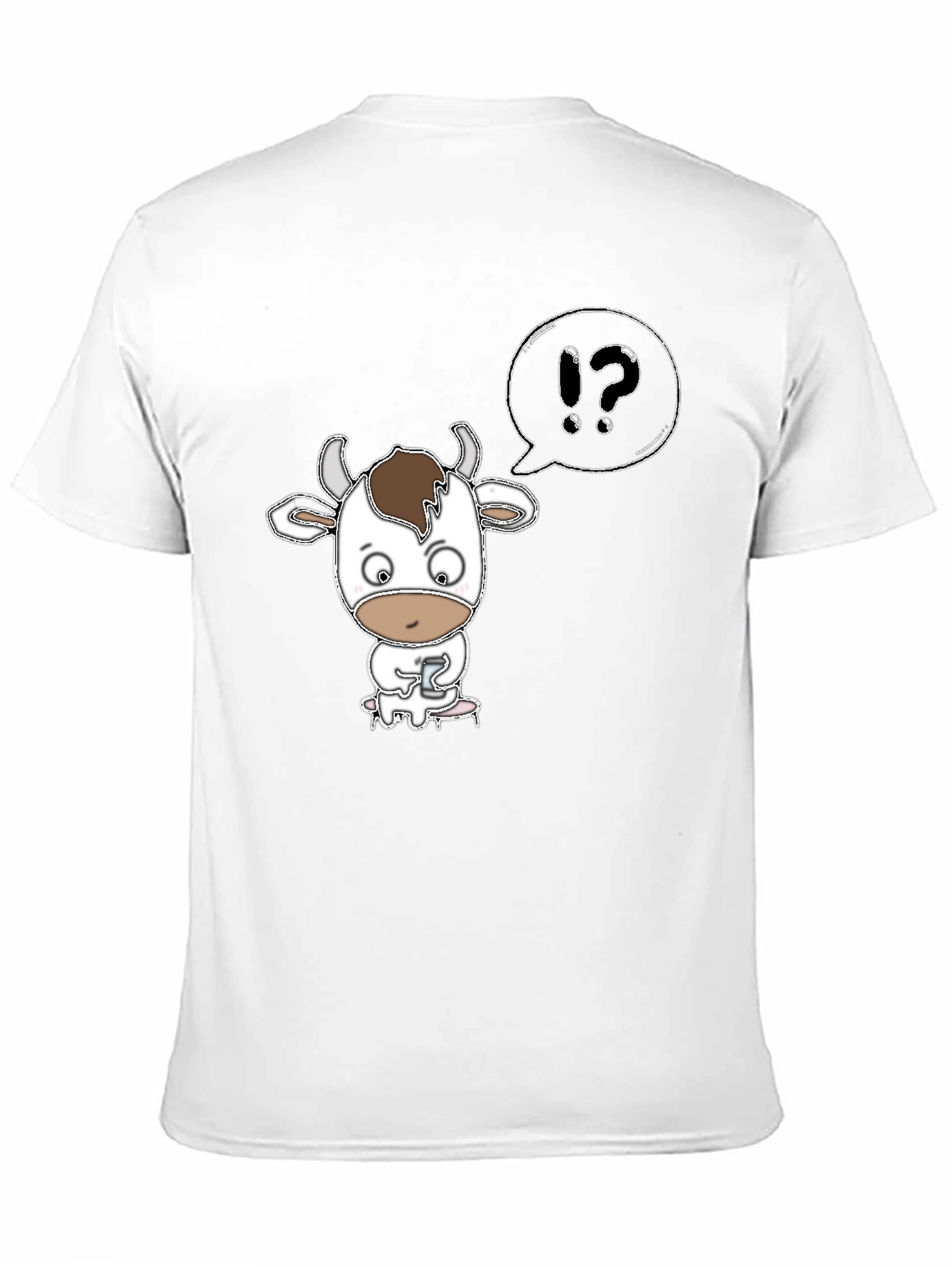 Black Cow Cartoon T-Shirt: "What?" Black Tee view 11