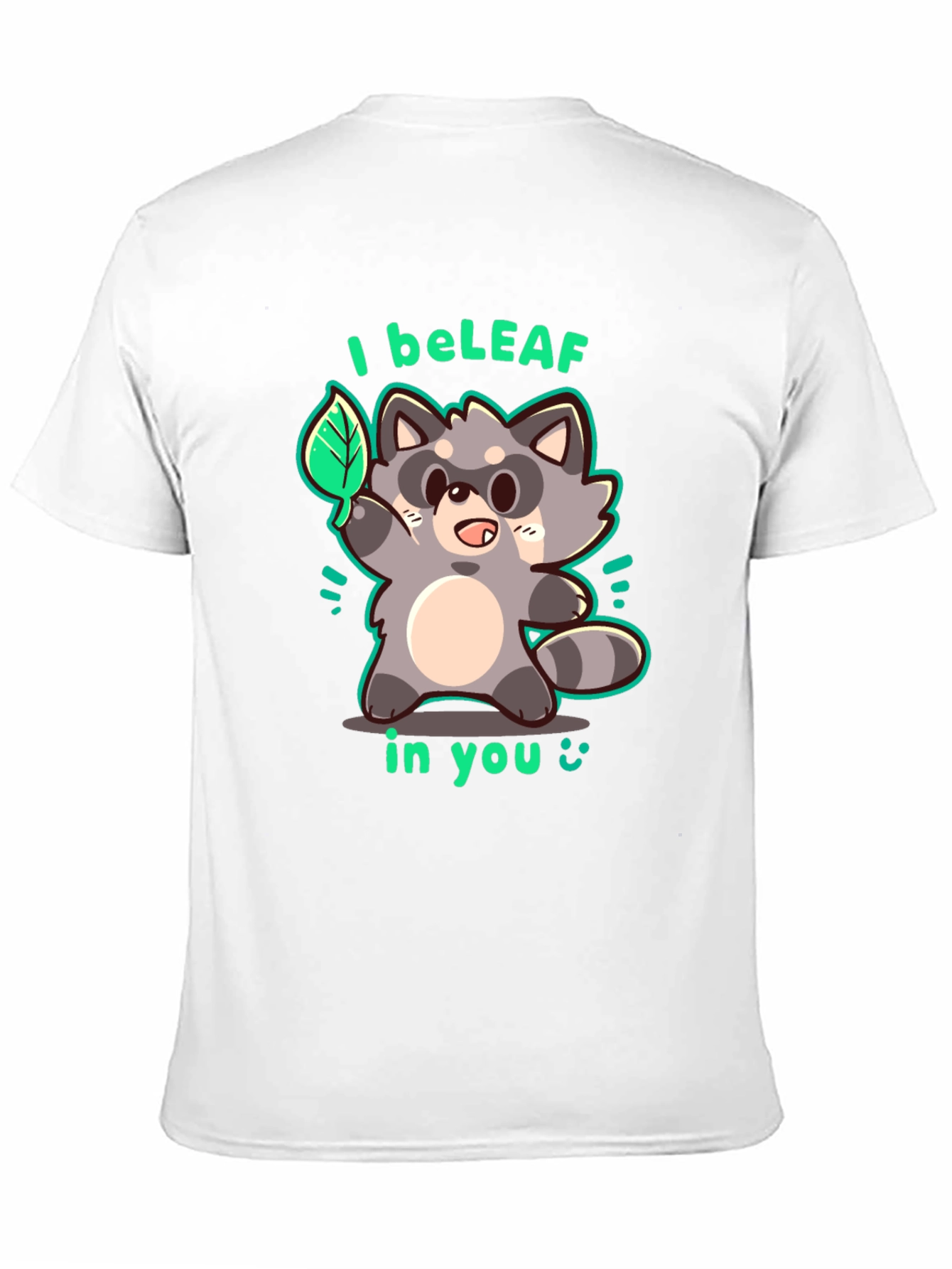 Black I beLEAF in You Raccoon Graphic T-Shirt view 11
