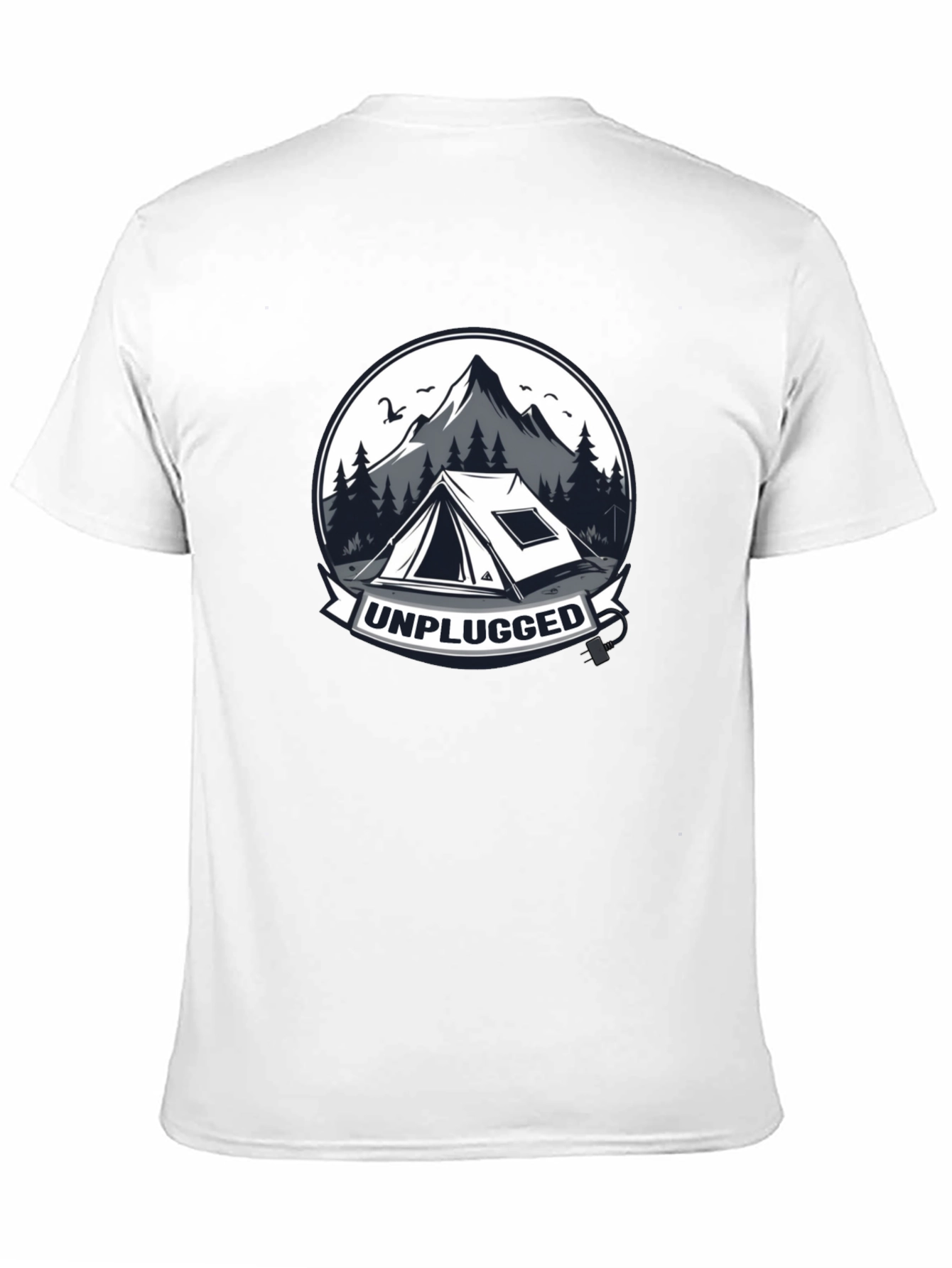Black Unplugged Camping Graphic T-Shirt view 11
