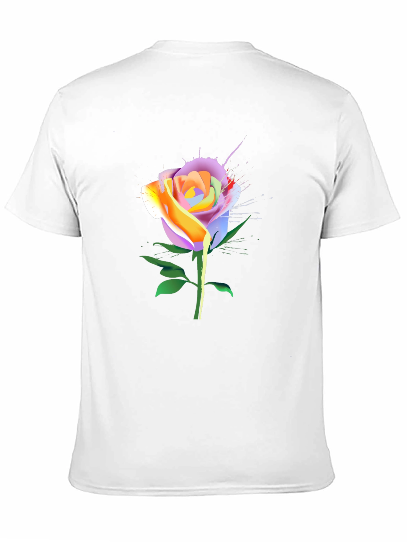Black Rainbow Rose Graphic Tee - Unique Floral Design view 11