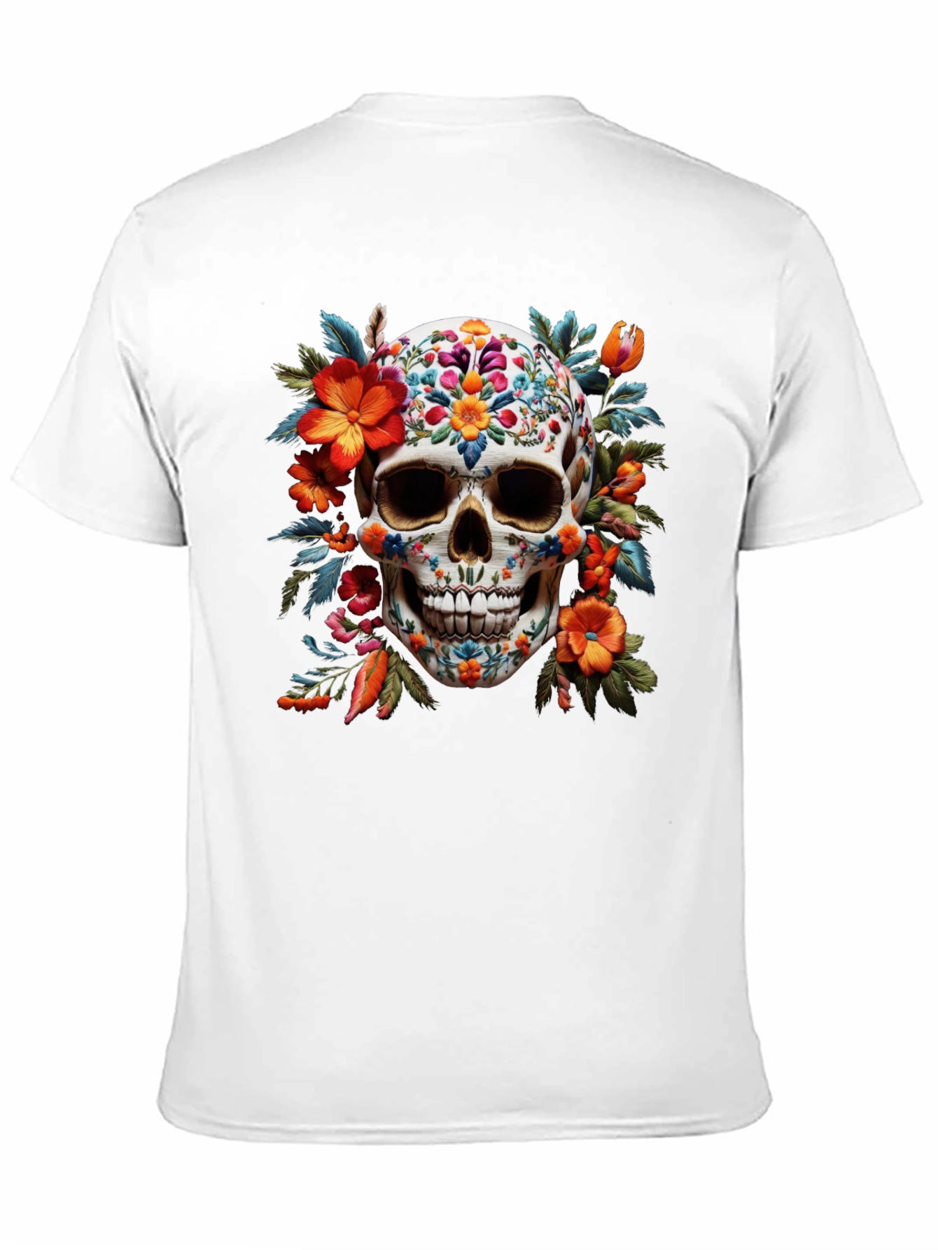 Black Floral Skull Graphic Tee - Day of the Dead view 11