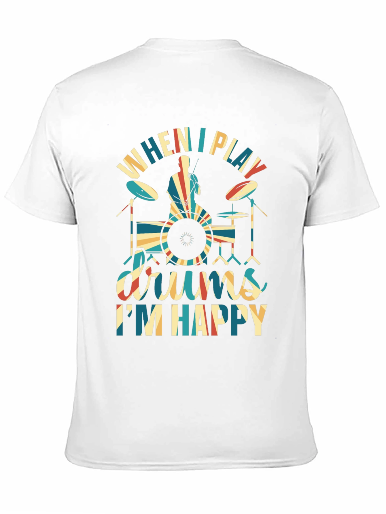 Black Drummer T-Shirt: When I Play Drums, I'm Happy view 11