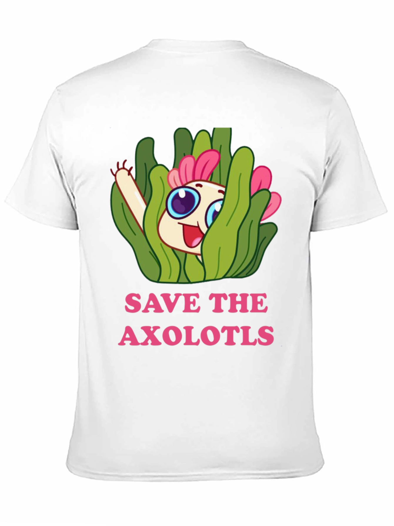 Black Save the Axolotls Cartoon Graphic T-Shirt view 11